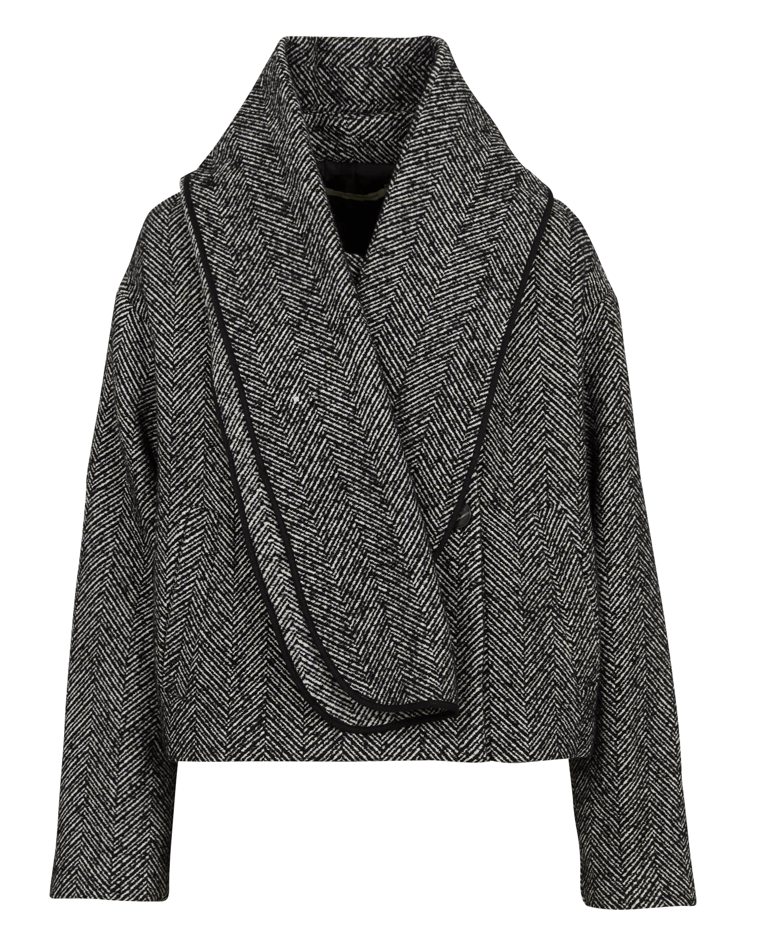 Kort, oversized jasje met visgraatmotief LA FEE MARABOUTEE Zwart