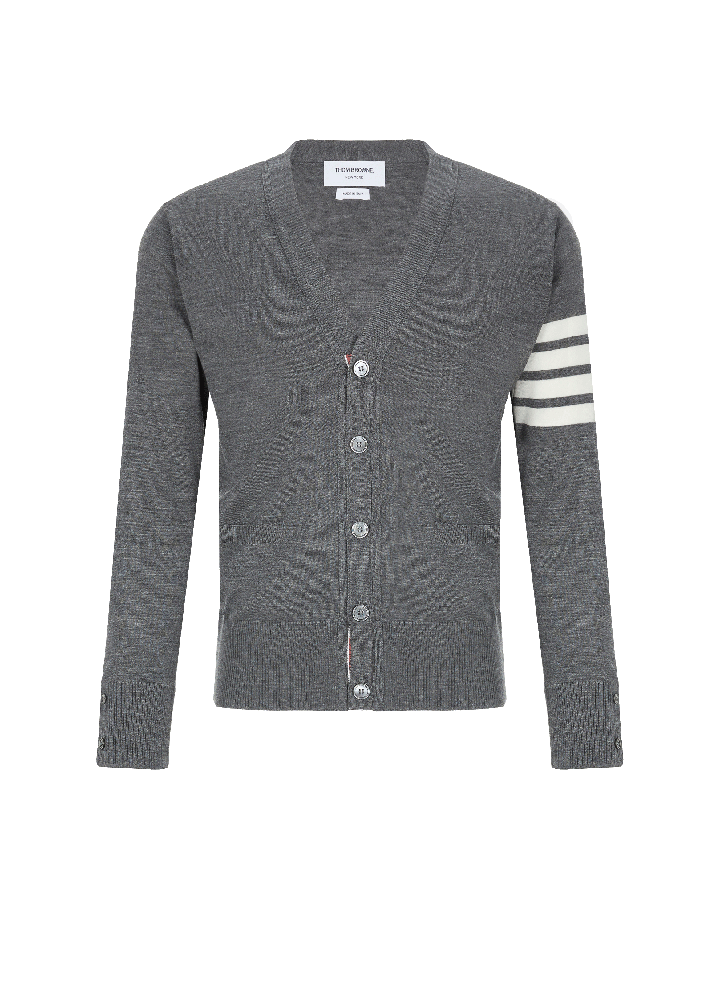 THOM BROWNE Merino wool cardigan Grey