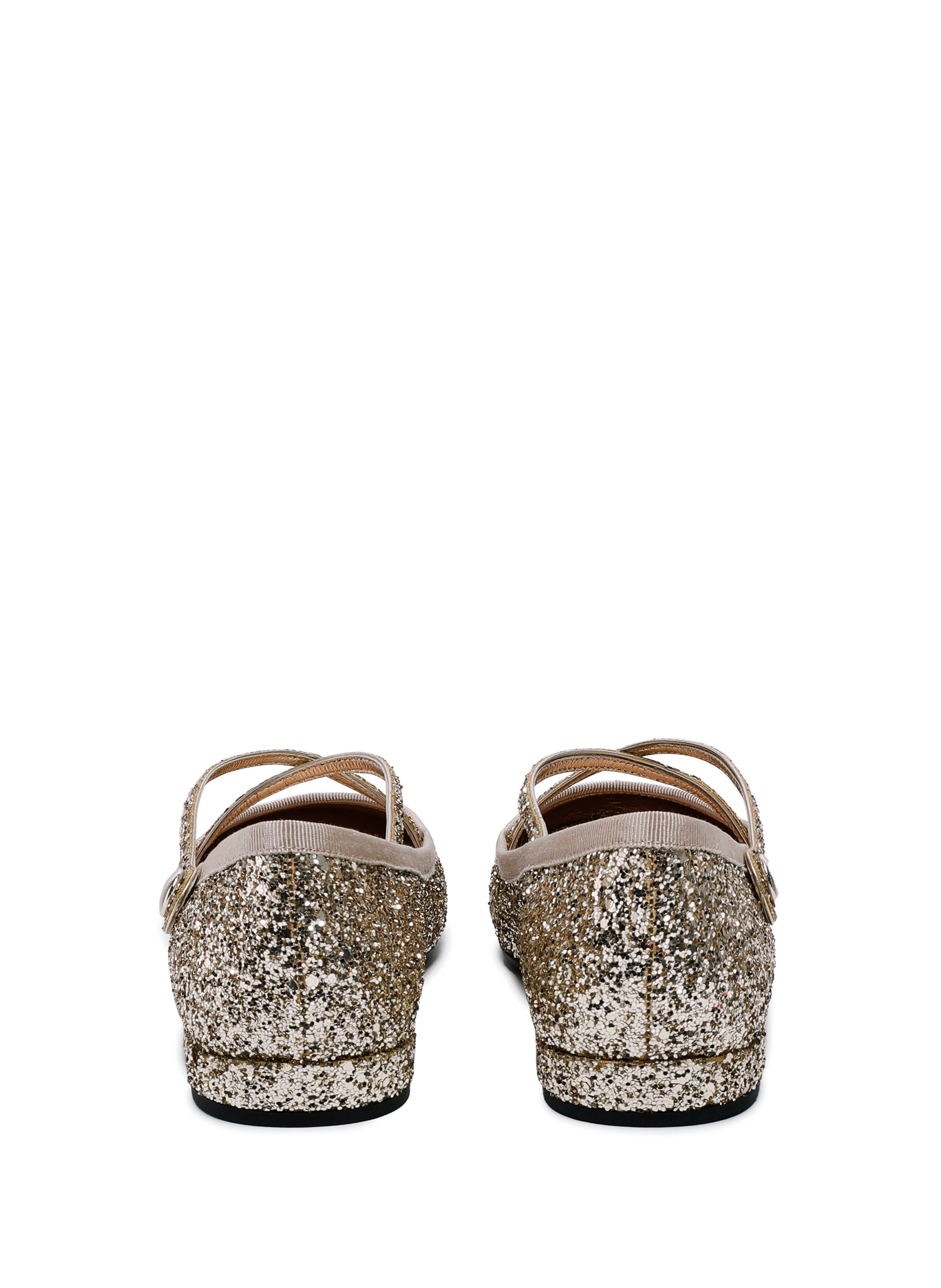 Ballet Flats in glitter fabric MIU MIU Golden