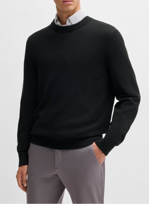Pull col rond en coton Noir by BOSS BOSS Pull col rond en coton Noir