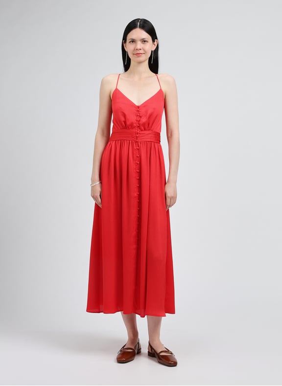 Robe longue boutonnée Caline Rose by SUNCOO SUNCOO Robe longue boutonnée Caline Rose