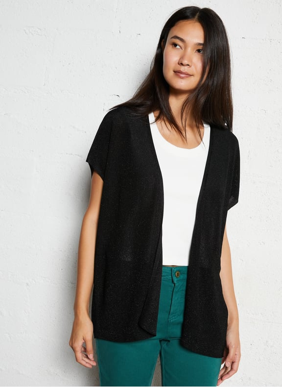 Gilet en maille pailleté samantha Noir by MAISON 123 MAISON 123 Gilet en maille pailleté samantha Noir