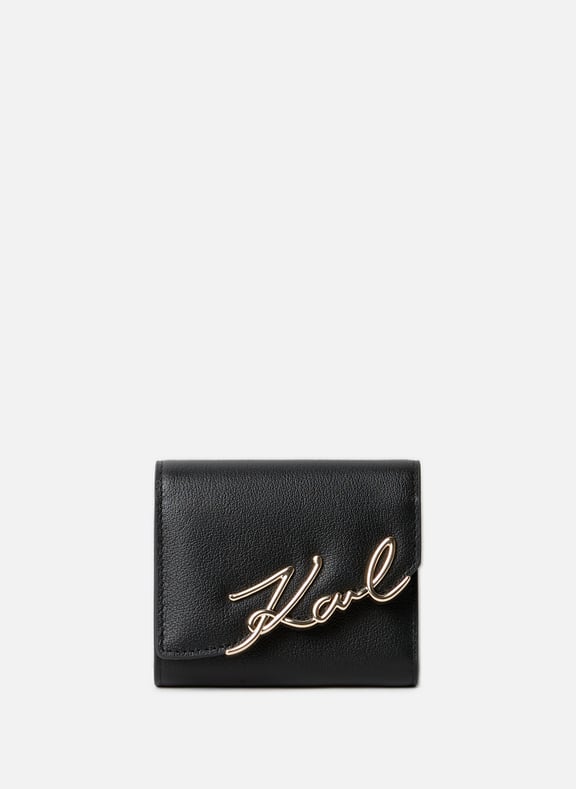 Leather wallet with logo Black by KARL LAGERFELD KARL LAGERFELD Leather wallet with logo Black