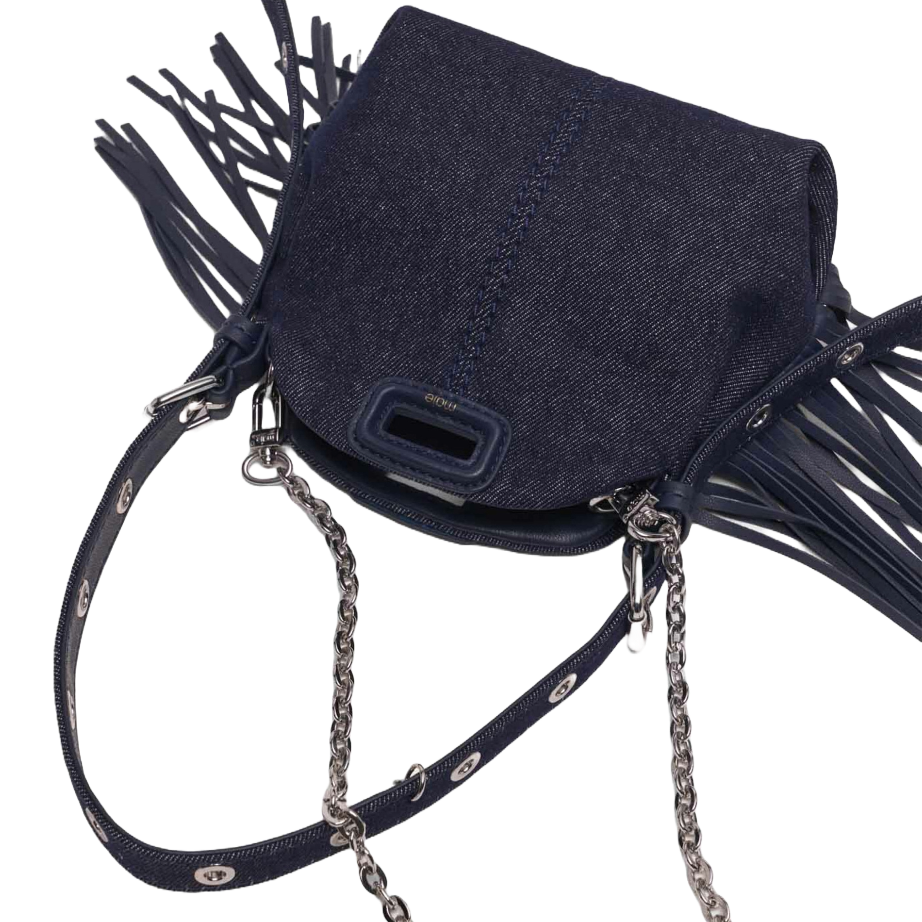 Sac bandoulière en denim de coton miss m MAJE Bleu