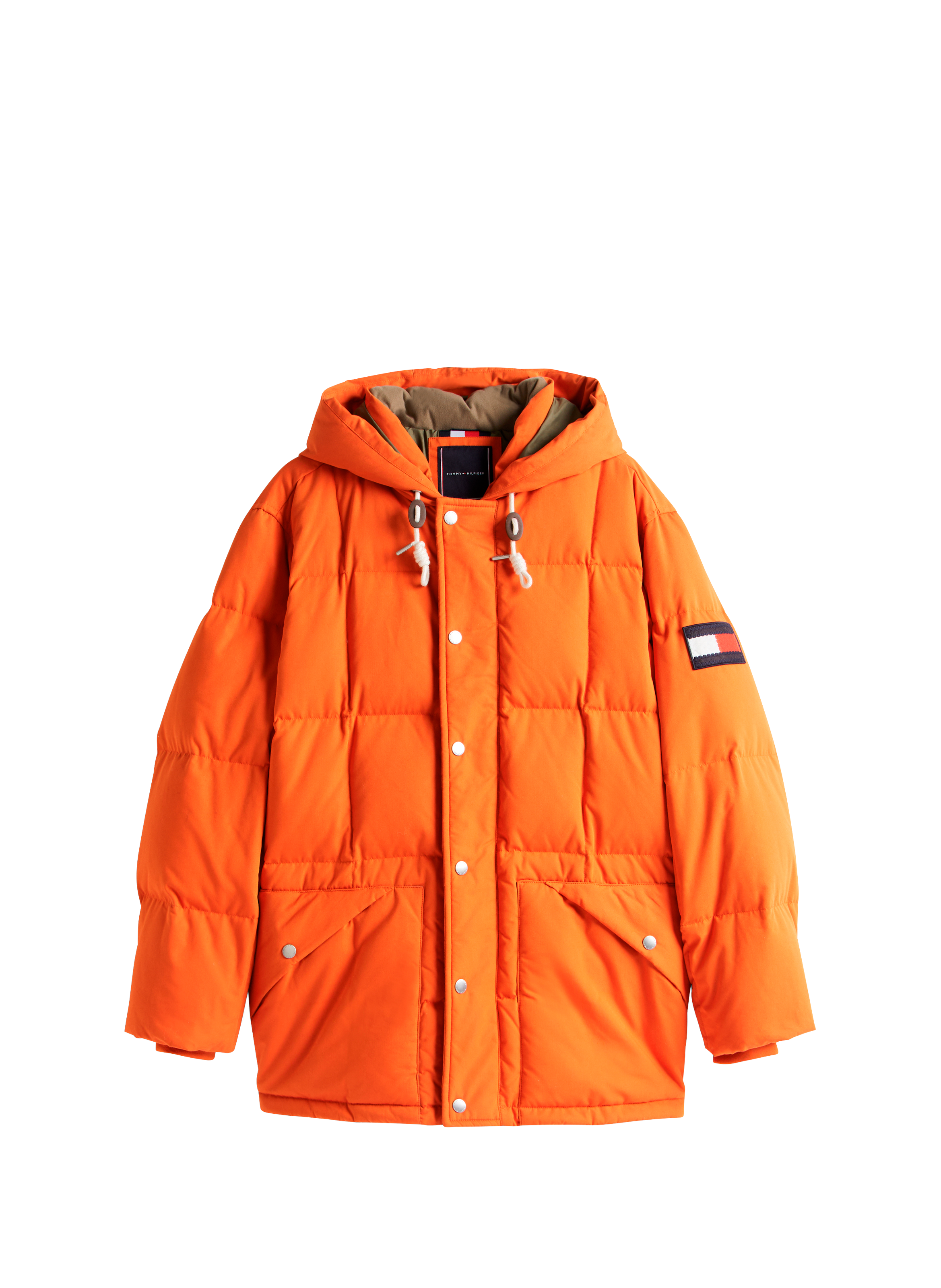 Parka à capuche en coton mélangé Orange