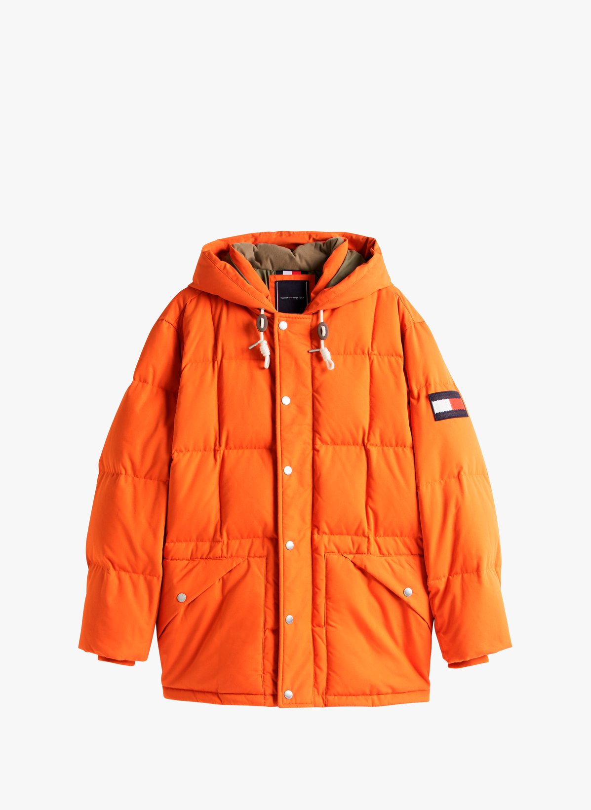 Tommy Hilfiger Parka À Capuche En Coton Mélangé In Orange