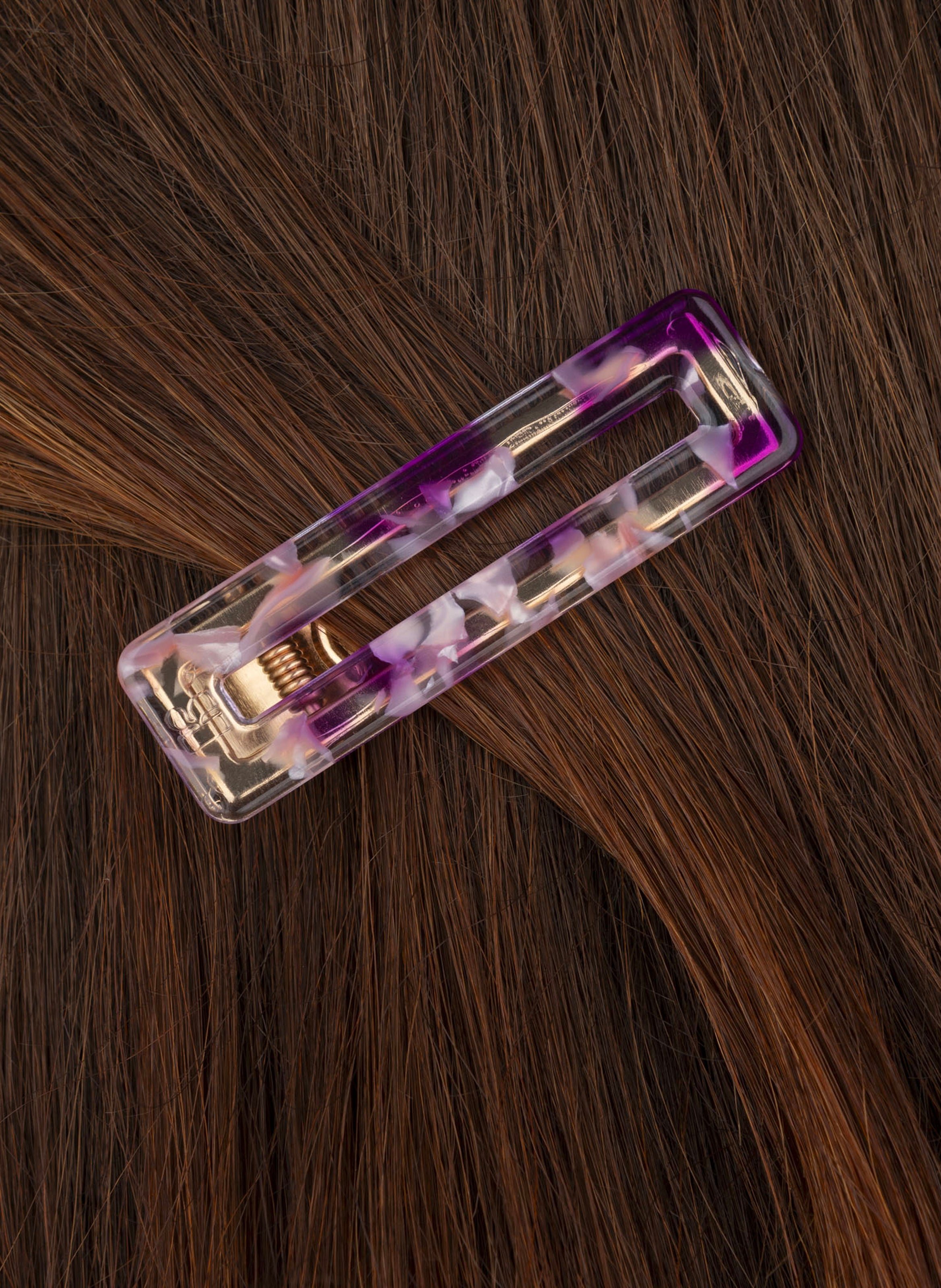 Barrette à cheveux rectangle en acétate de cellulose et acier inoxydable KURAGE GINZA Rose