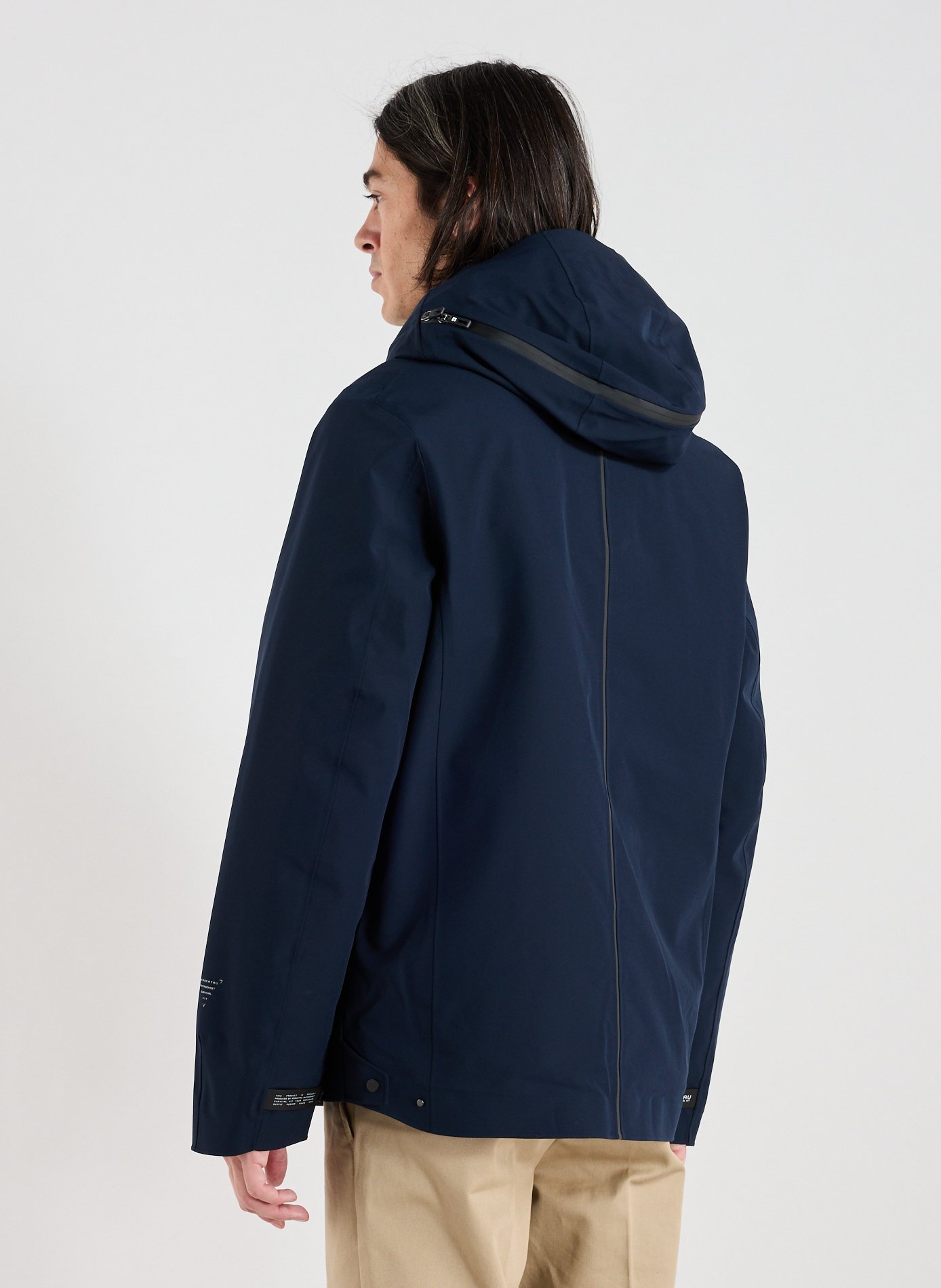 Mid-length straight hooded parka KRAKATAU Blue