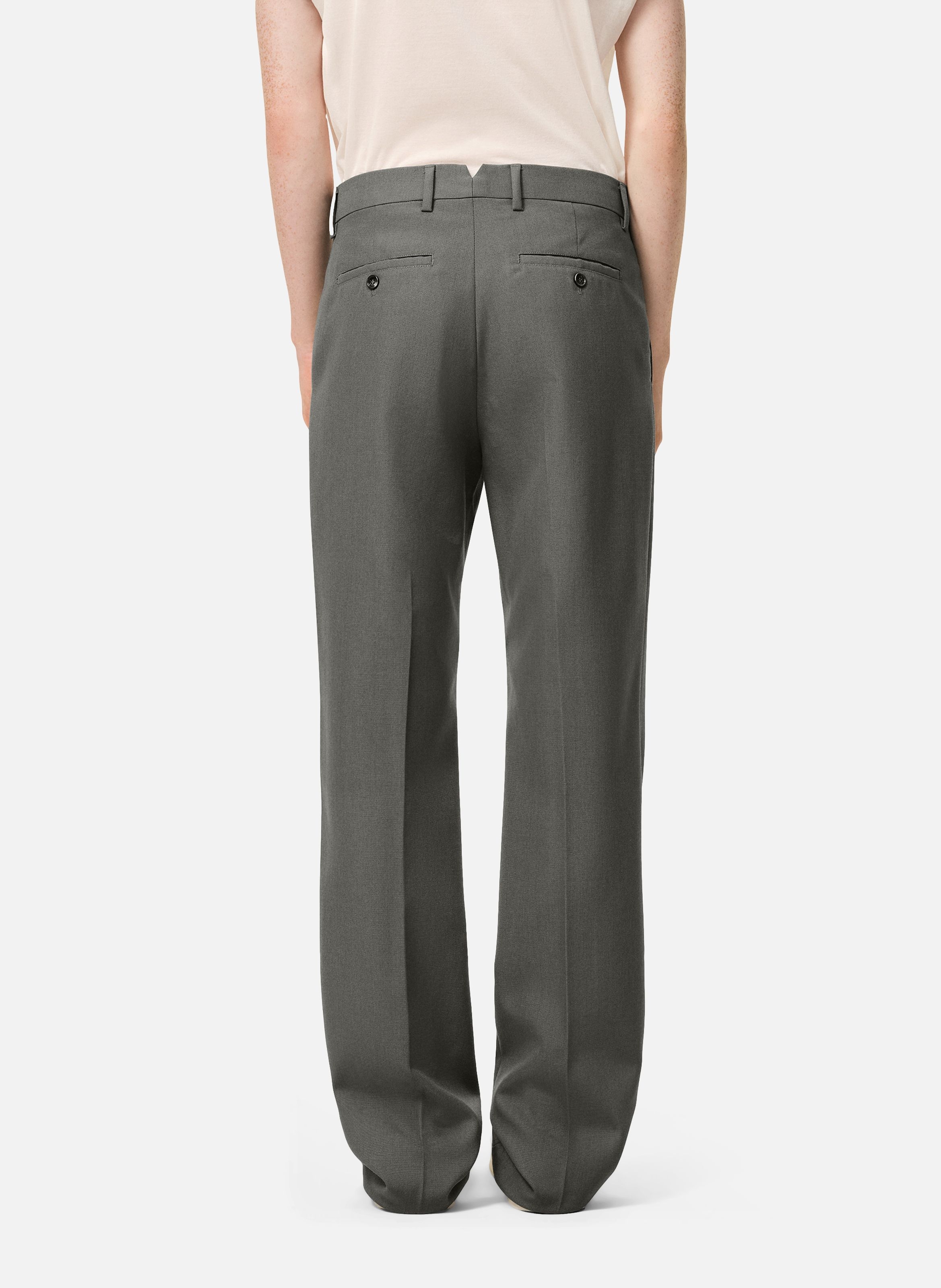 Pantalon droit en laine AMI PARIS Gris