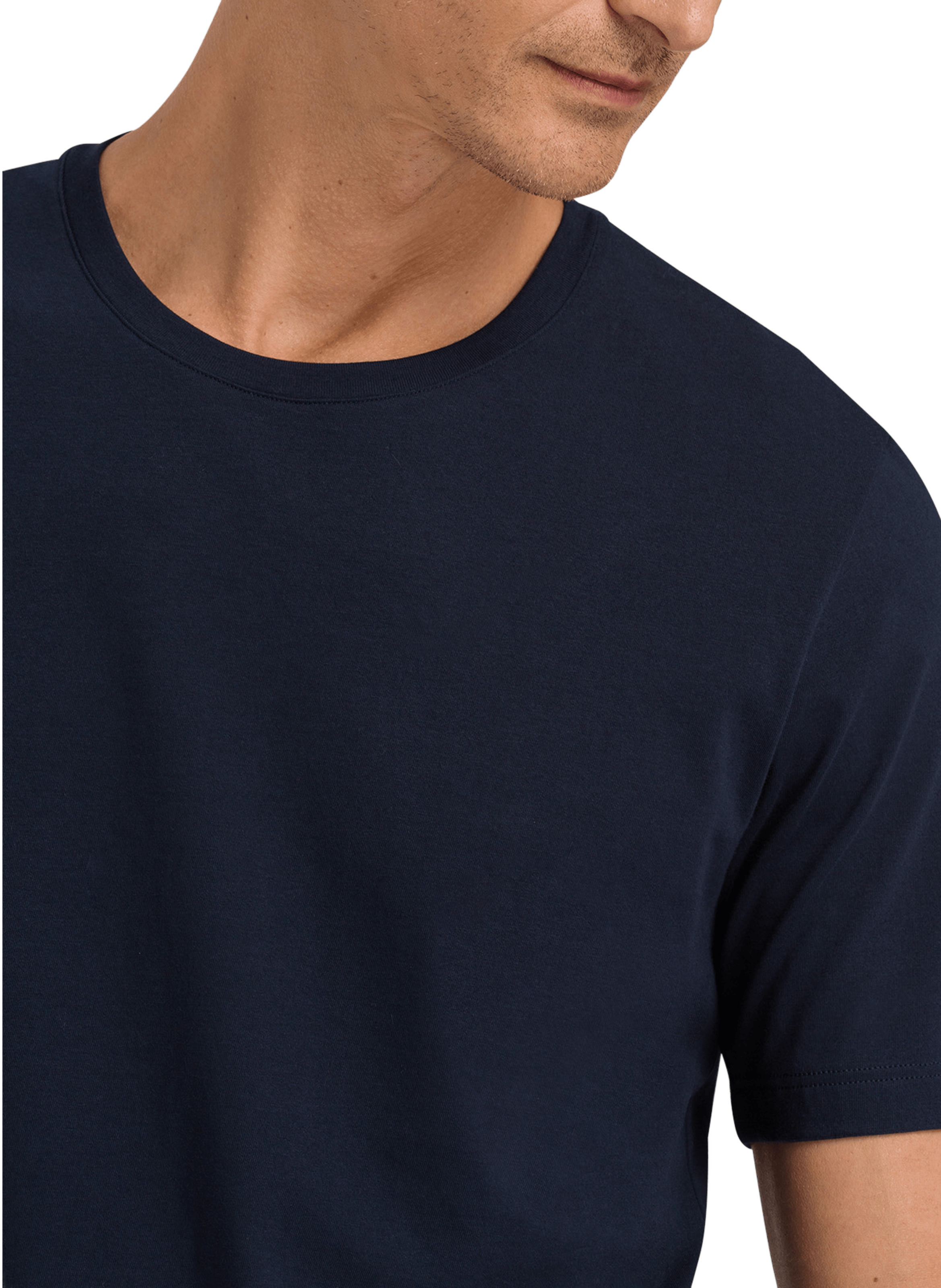 Cotton round-neck T-shirt HANRO Blue