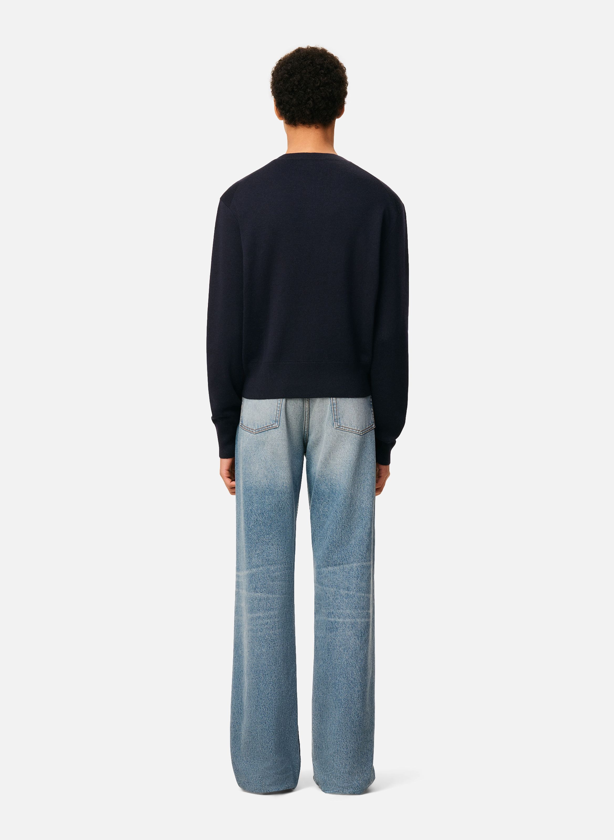 Pull col rond ami de coeur en laine AMI PARIS Bleu