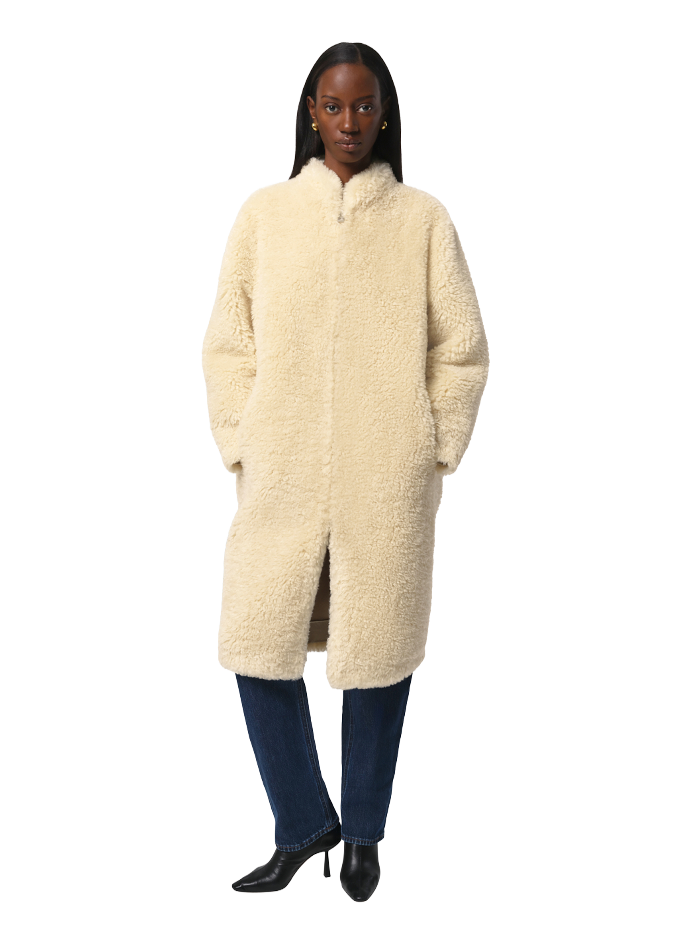 Shearling straight coat APPARIS White