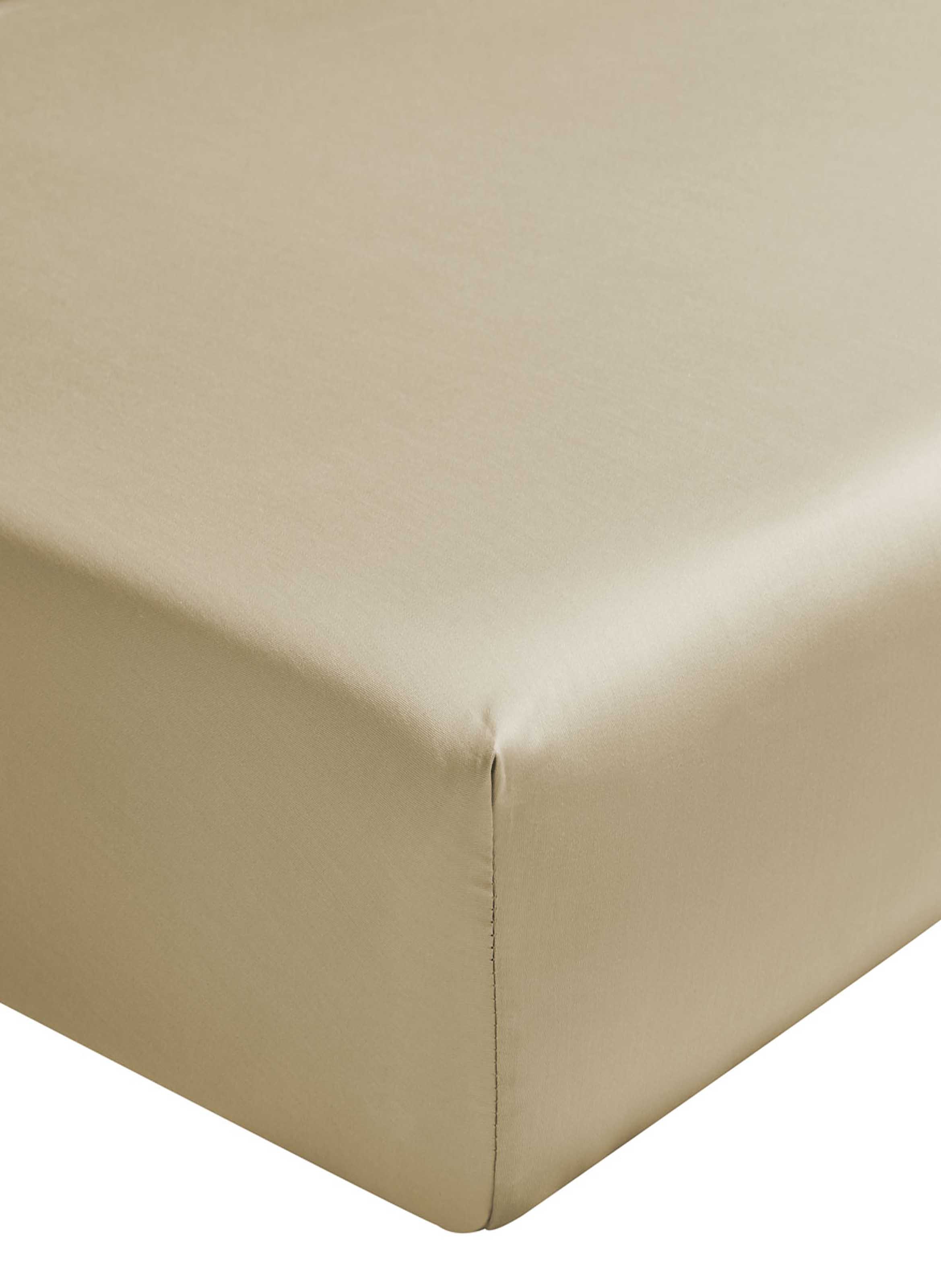 Drap housse uni en satin de coton bio, teophile ALEXANDRE TURPAULT Beige