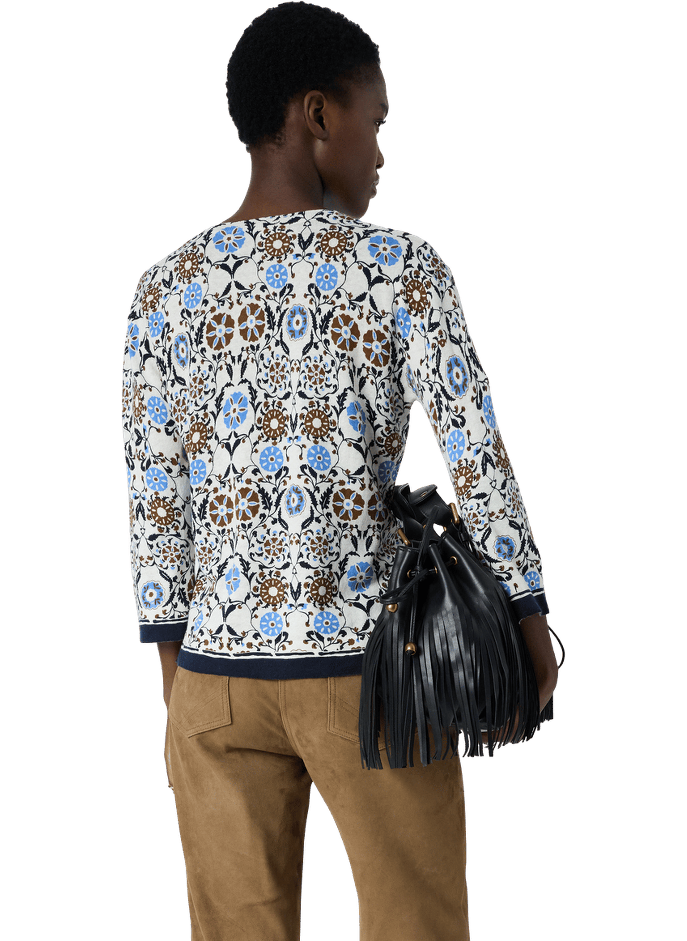 Pull v imprimé en coton et lin - liva GERARD DAREL Marron