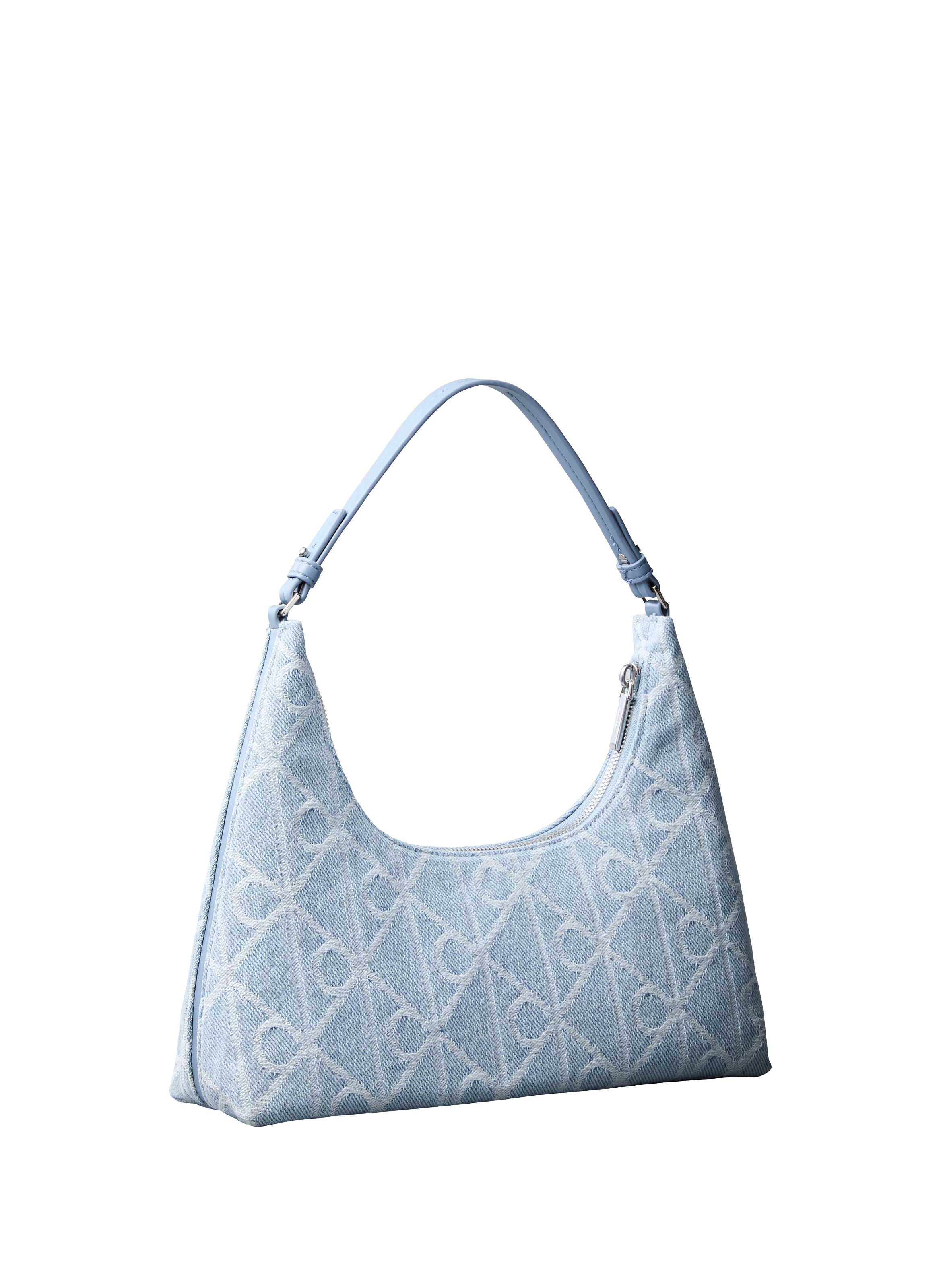 Sac épaule logo denim jacquard en coton CALVIN KLEIN Bleu