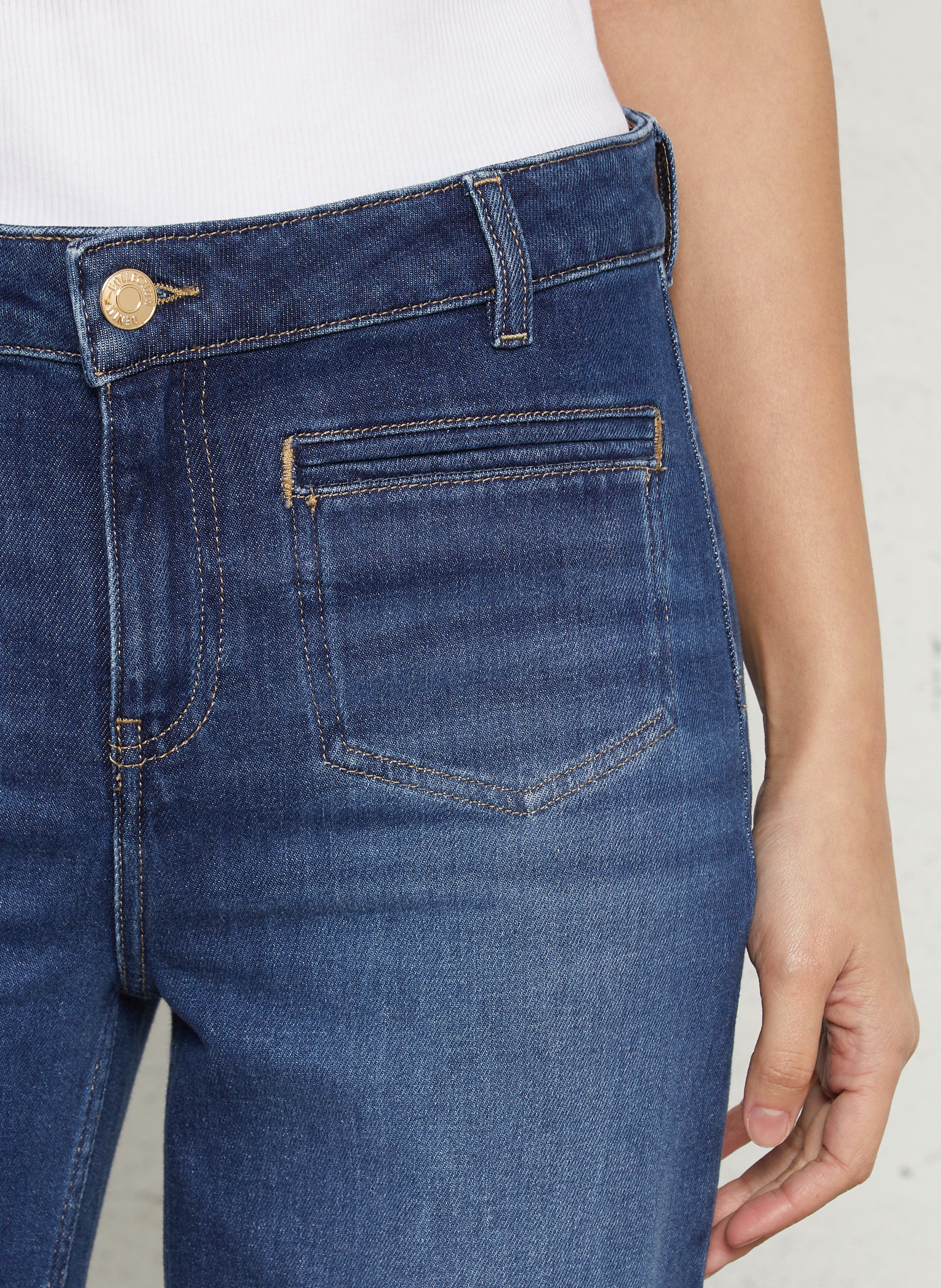 Jean large taille haute uni rebecca MAISON 123 Bleu