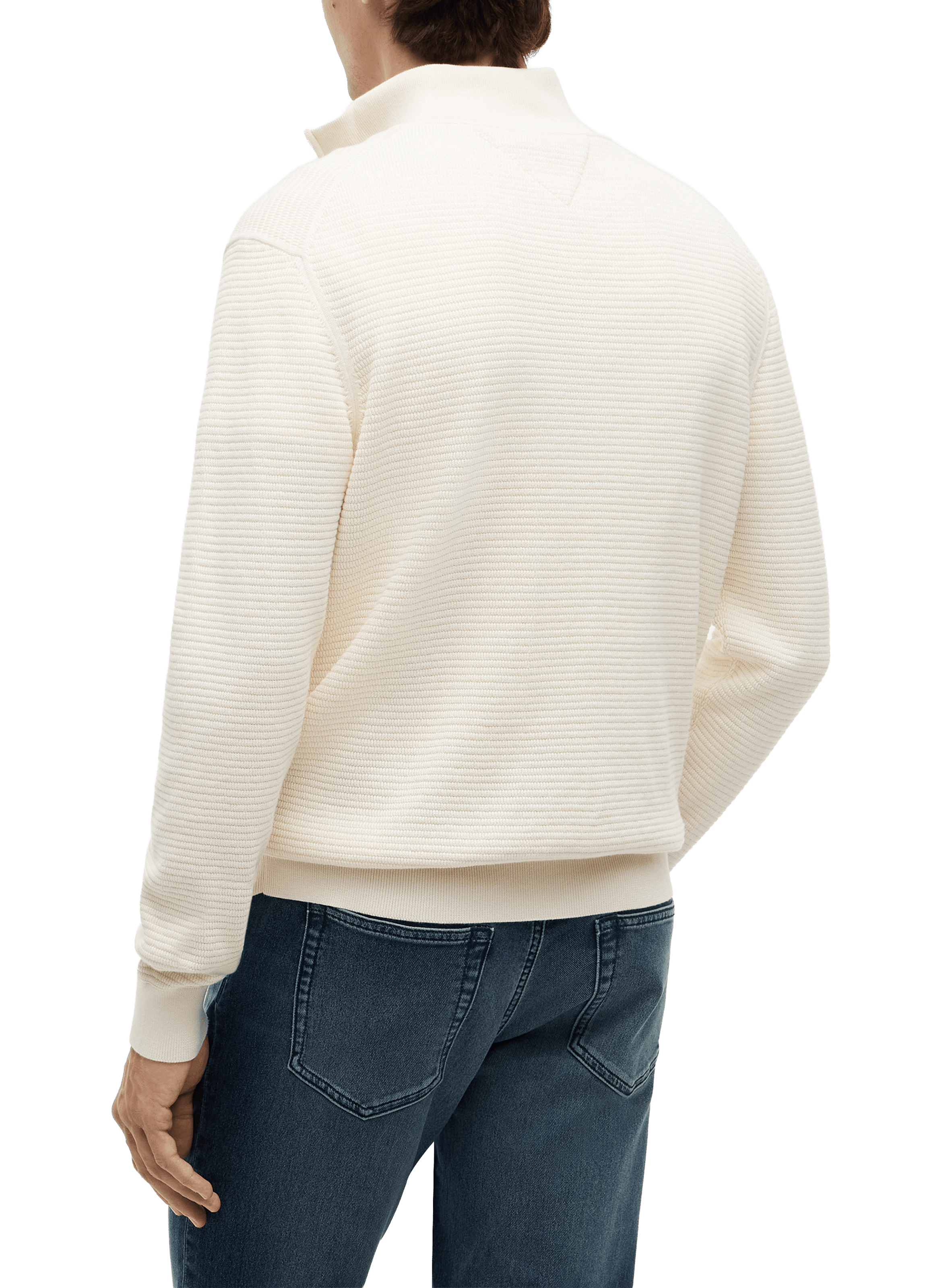 Straight cotton sweater with zip collar TOMMY HILFIGER Beige