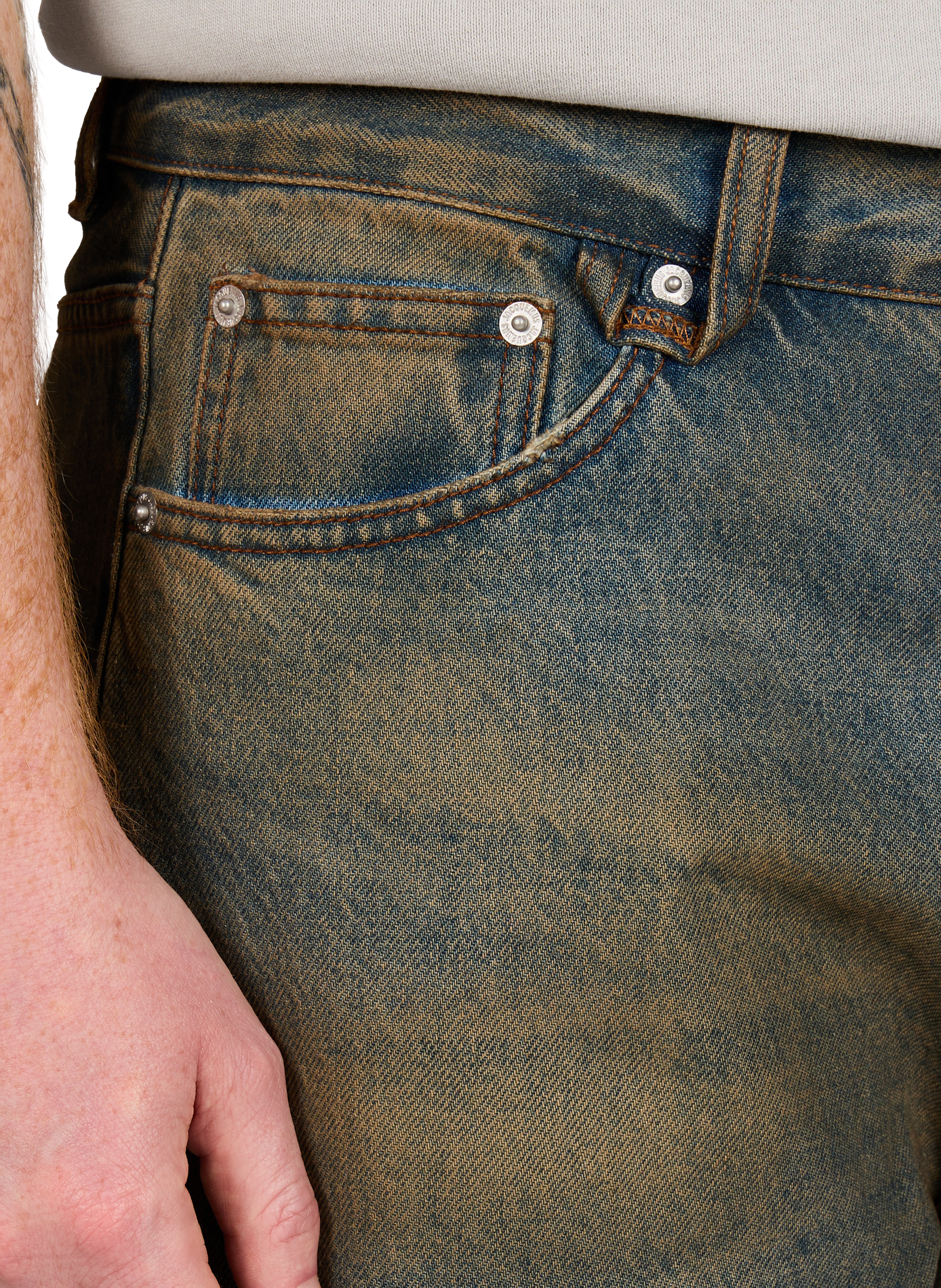 Worn-out jeans with stain effect in cotton JACQUEMUS Blue