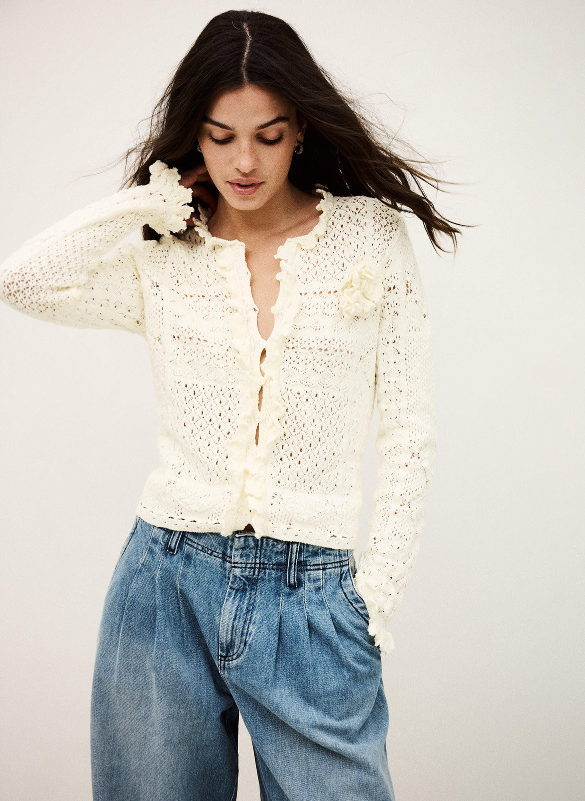 Top col v crochet soria BA&SH Beige