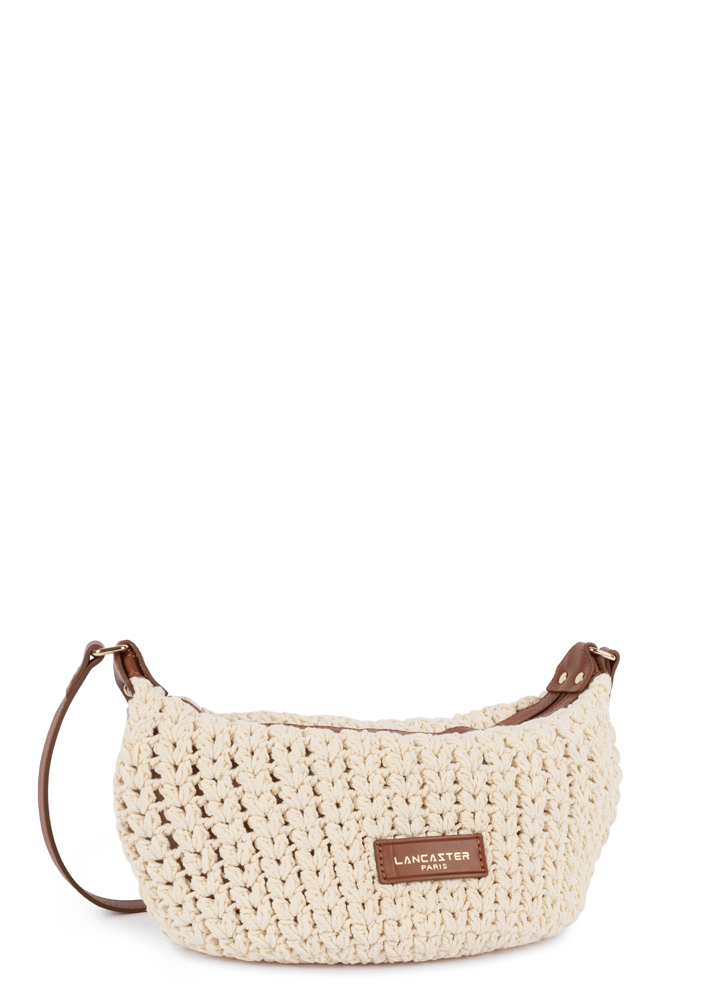 Petit sac besace - tressé coton LANCASTER Marron