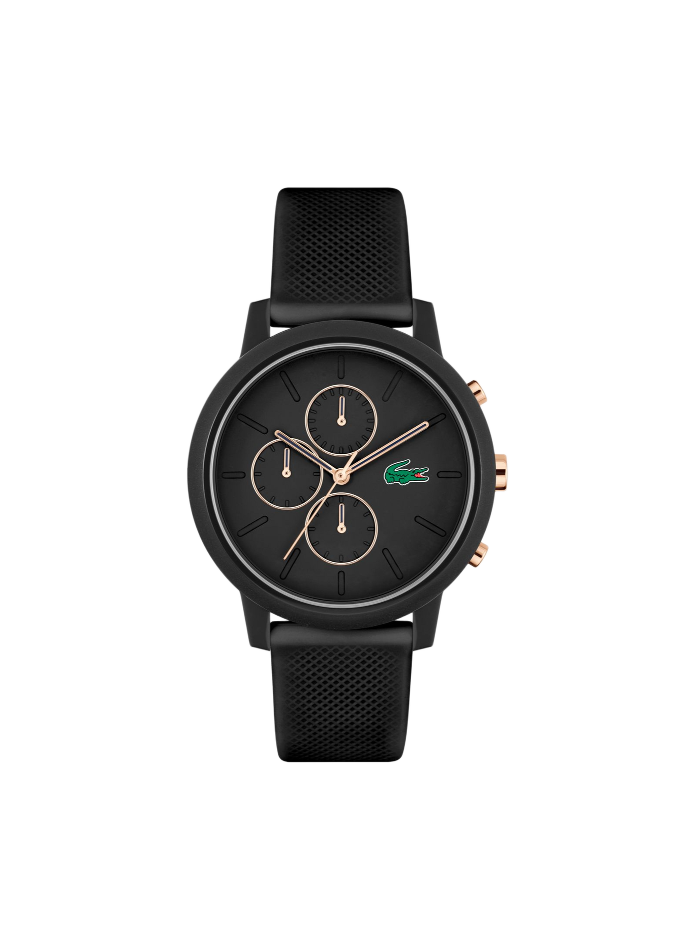 Lacoste 12.12 kwarts horloge in siliconen. LACOSTE Zwart