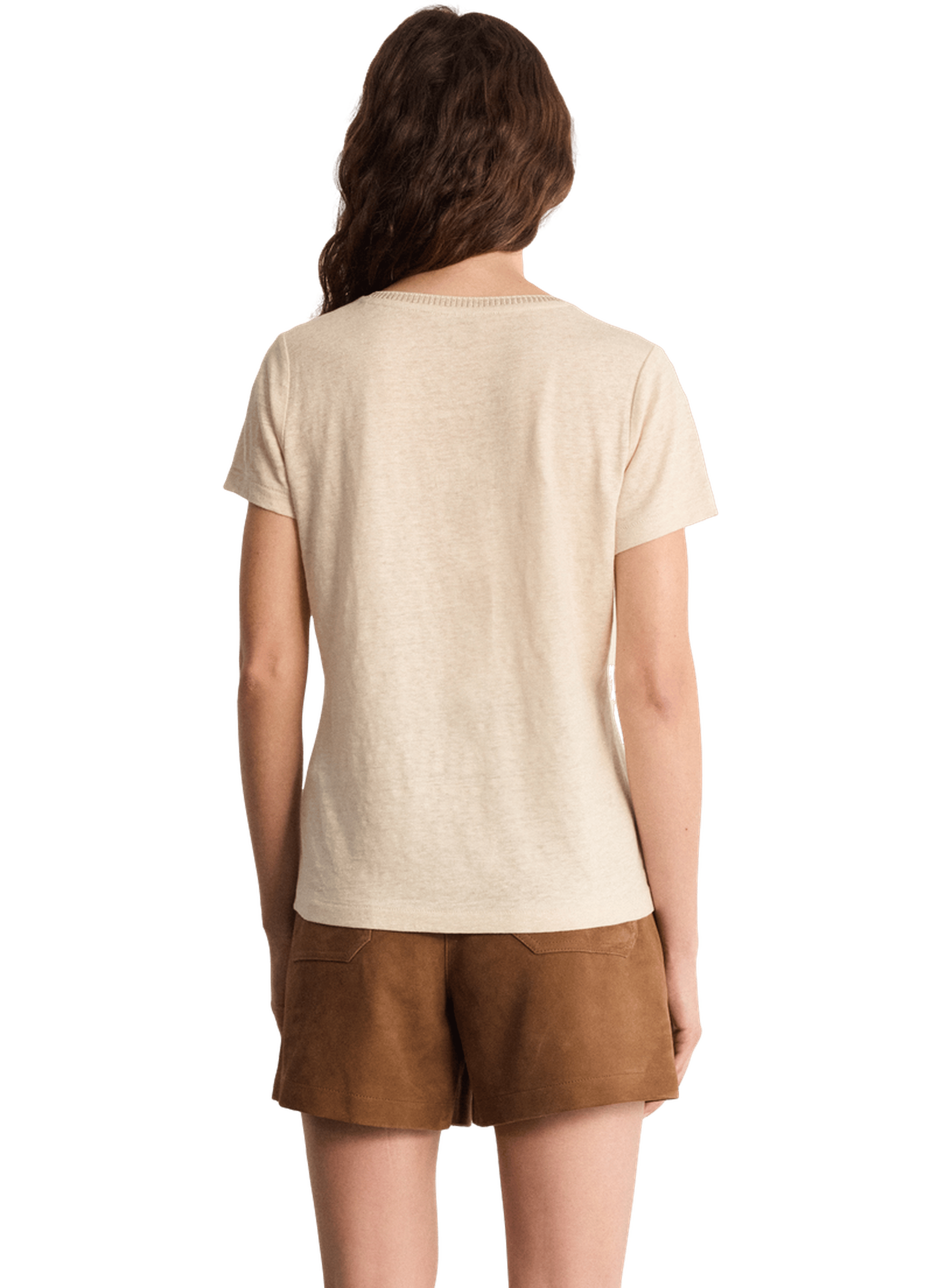 T-shirt v en lin et lurex - tinael PABLO Beige