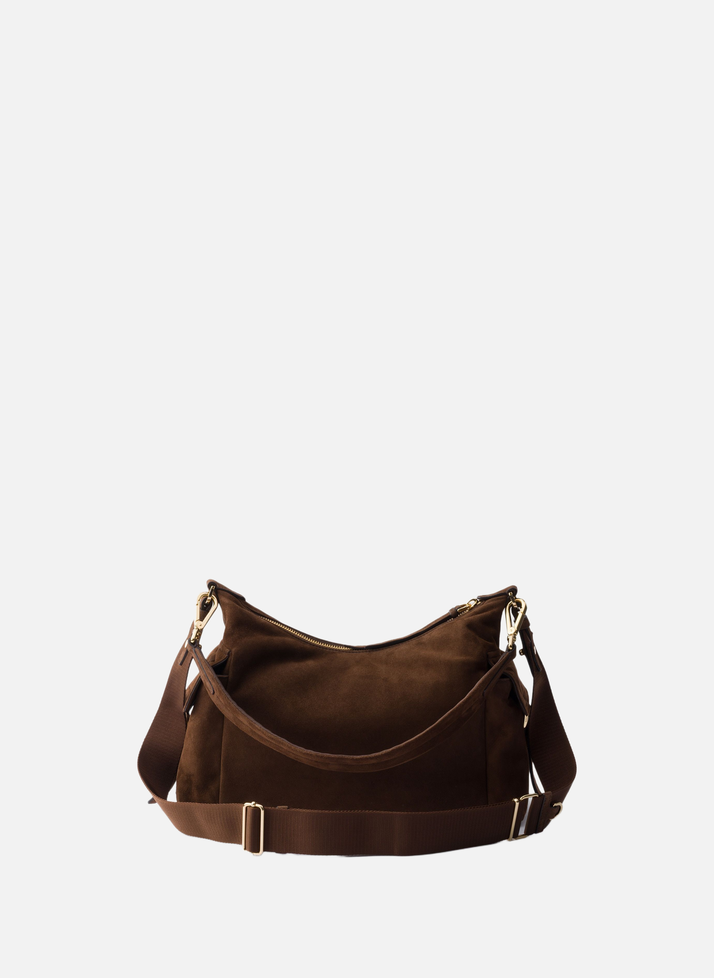 Grand sac prada explore en daim PRADA Marron