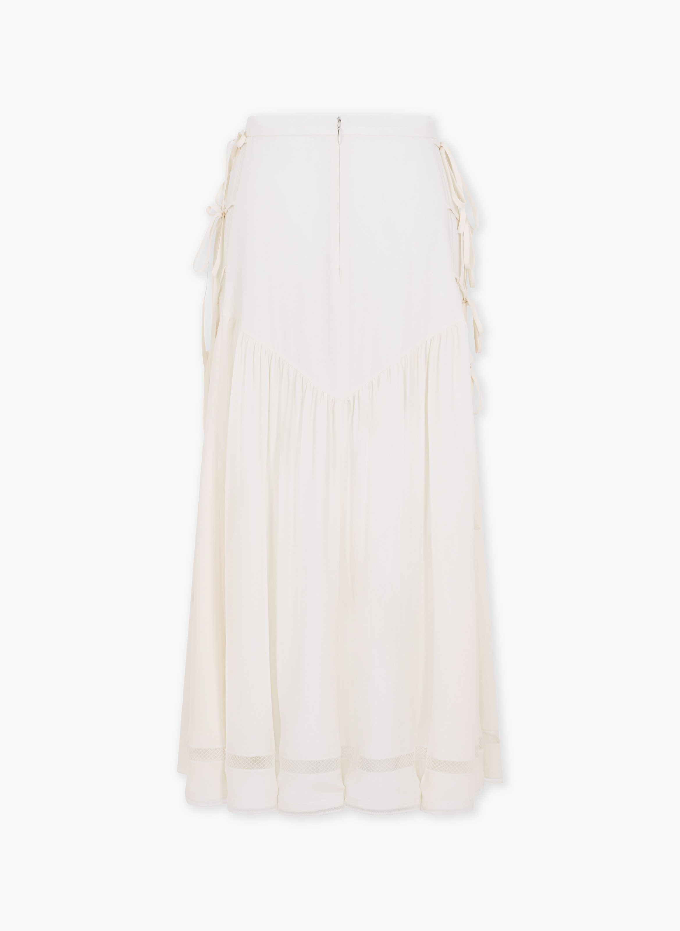 Jupe midi en crêpe de viscose avec détails nœuds sur les côtés RABANNE Blanc