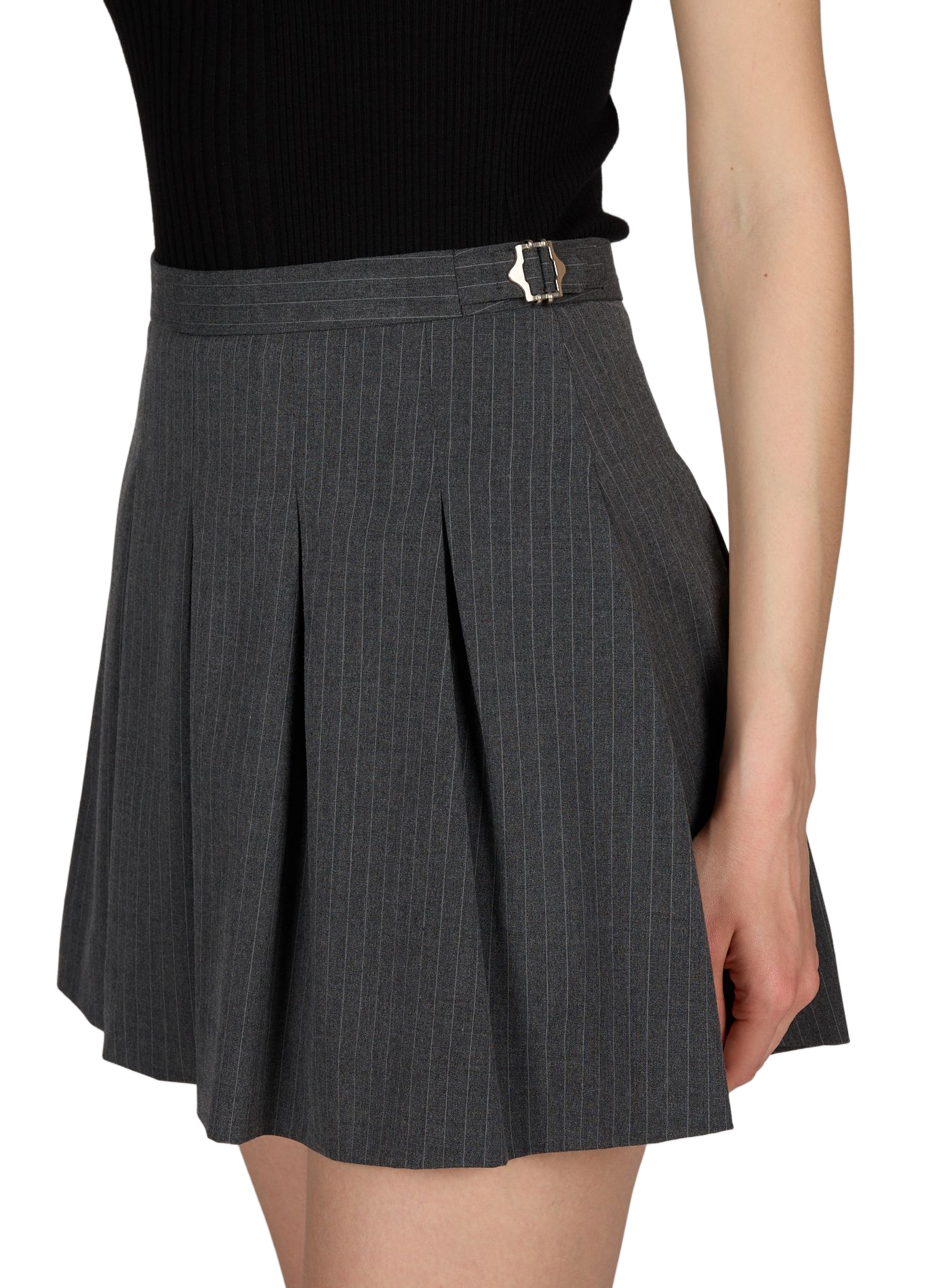 Pleated mini skirt with stripes DUNST Grey