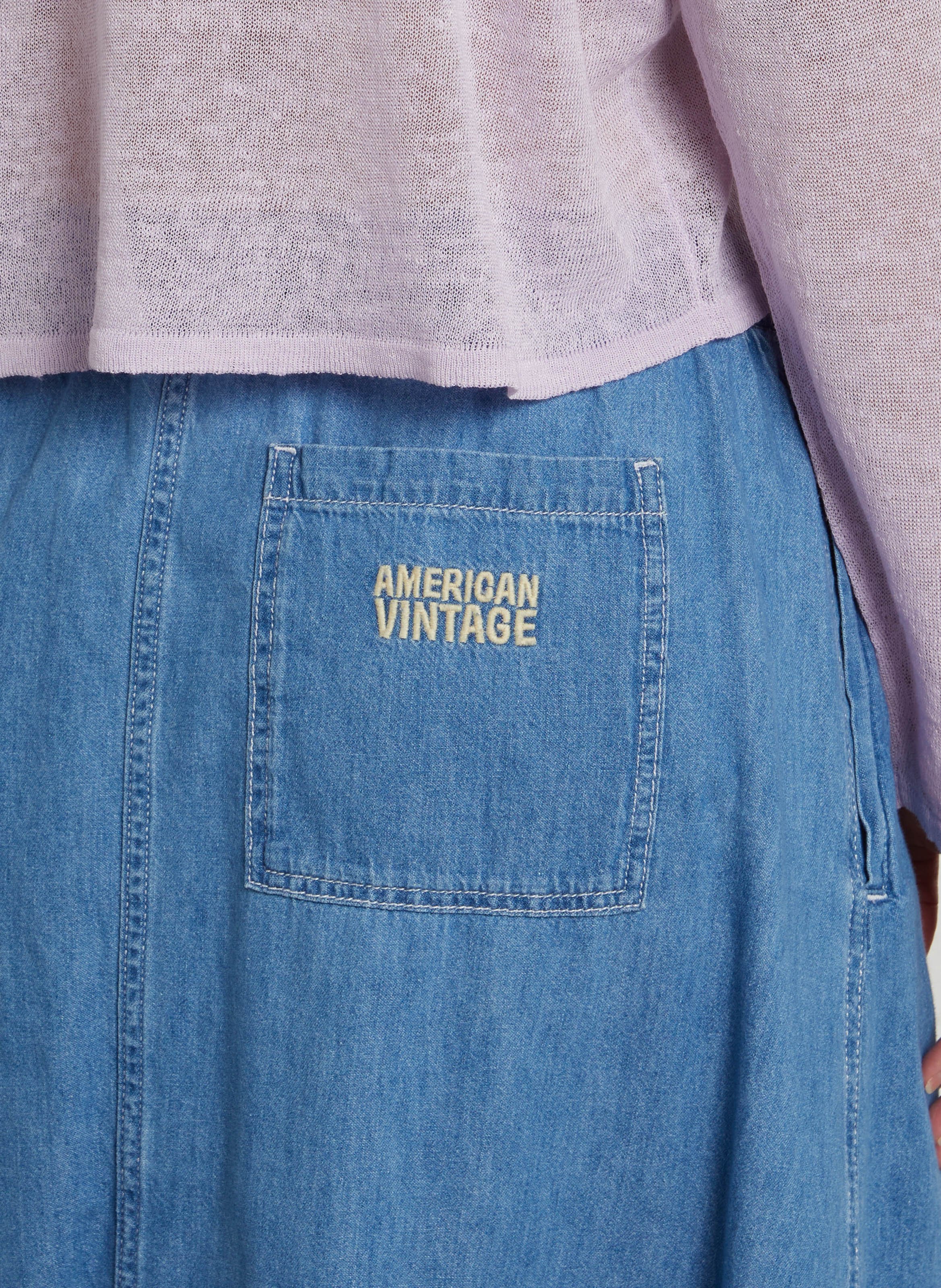 Jupe midi en coton izeway | Bleu AMERICAN VINTAGE Femme