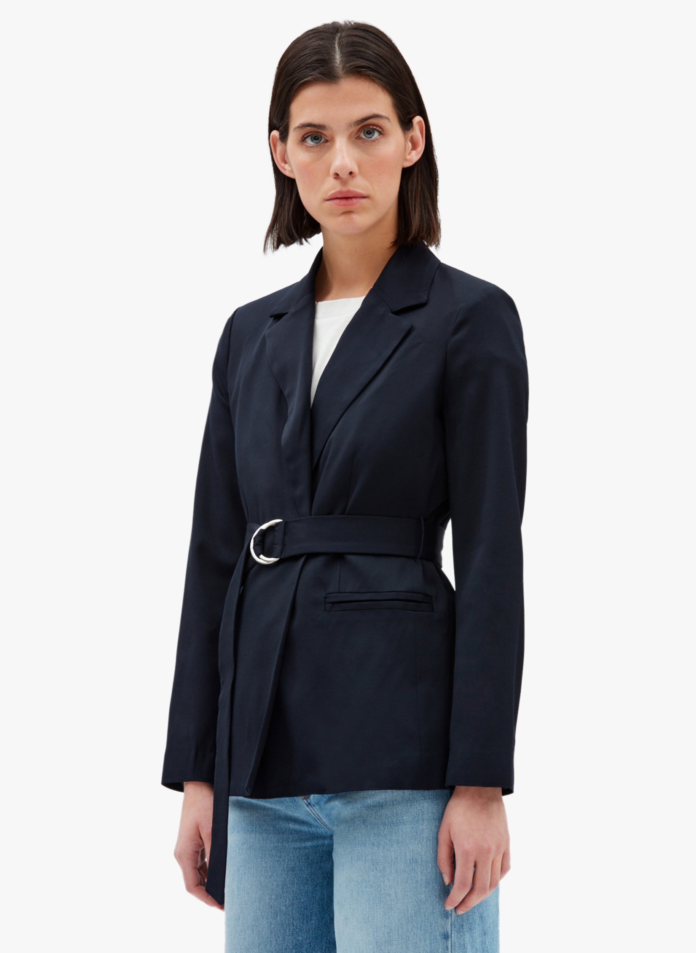 Veste col tailleur cintrée ceinturée CLAUDIE PIERLOT Bleu
