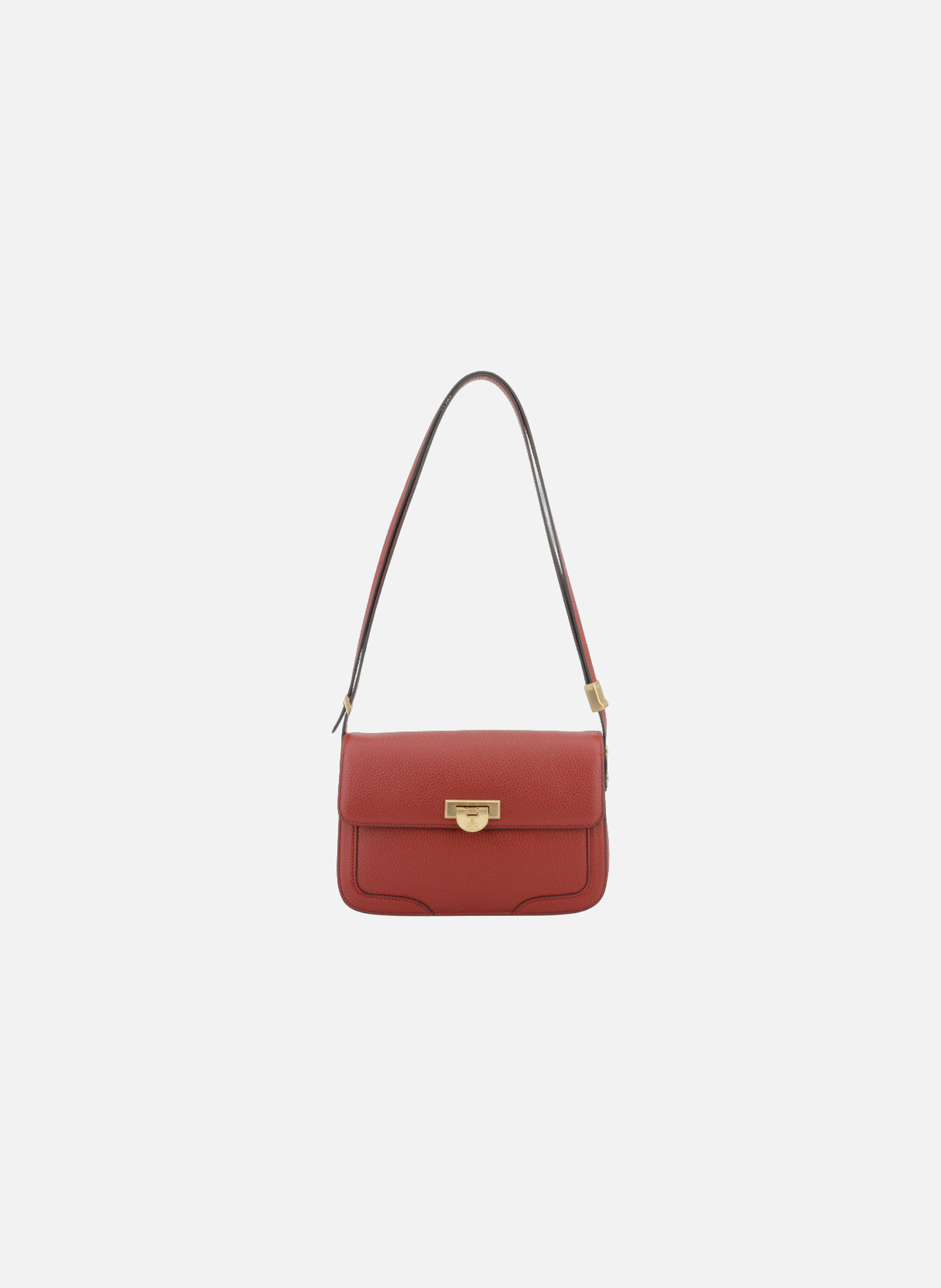 Auteuil | sac porté travers gm en cuir de vachette POURCHET Rouge