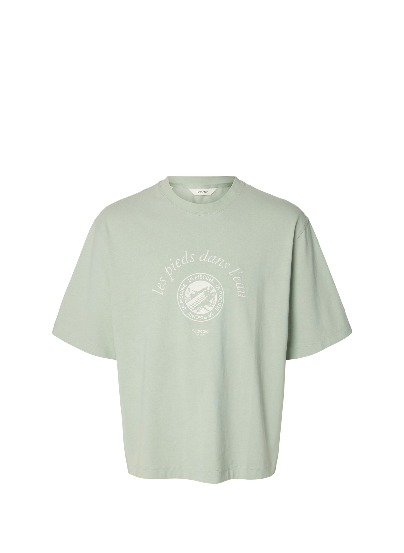 Printed cotton T-shirt SELECTED Green