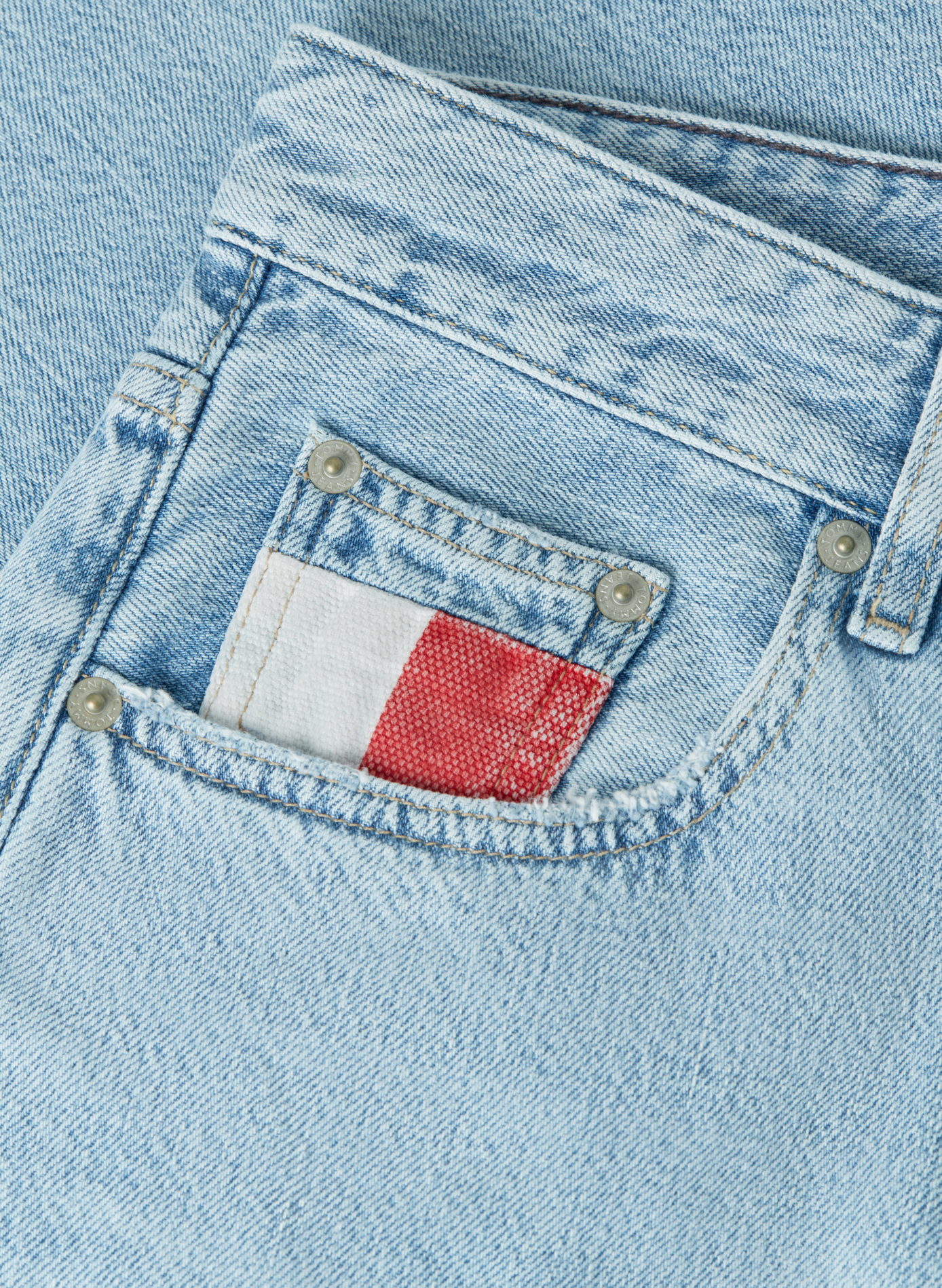 Jean droit en coton TOMMY HILFIGER Bleu