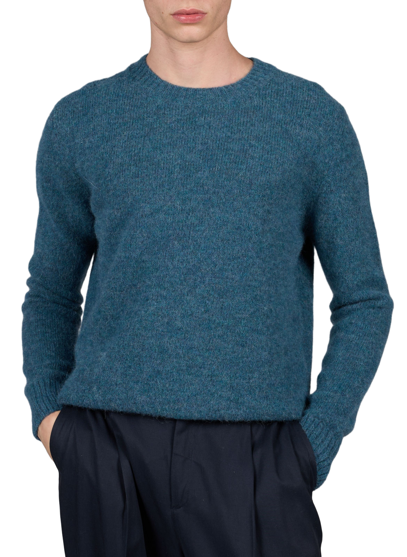 Pull Galpa col rond en alpaga mélangé SAISON 1865 Bleu