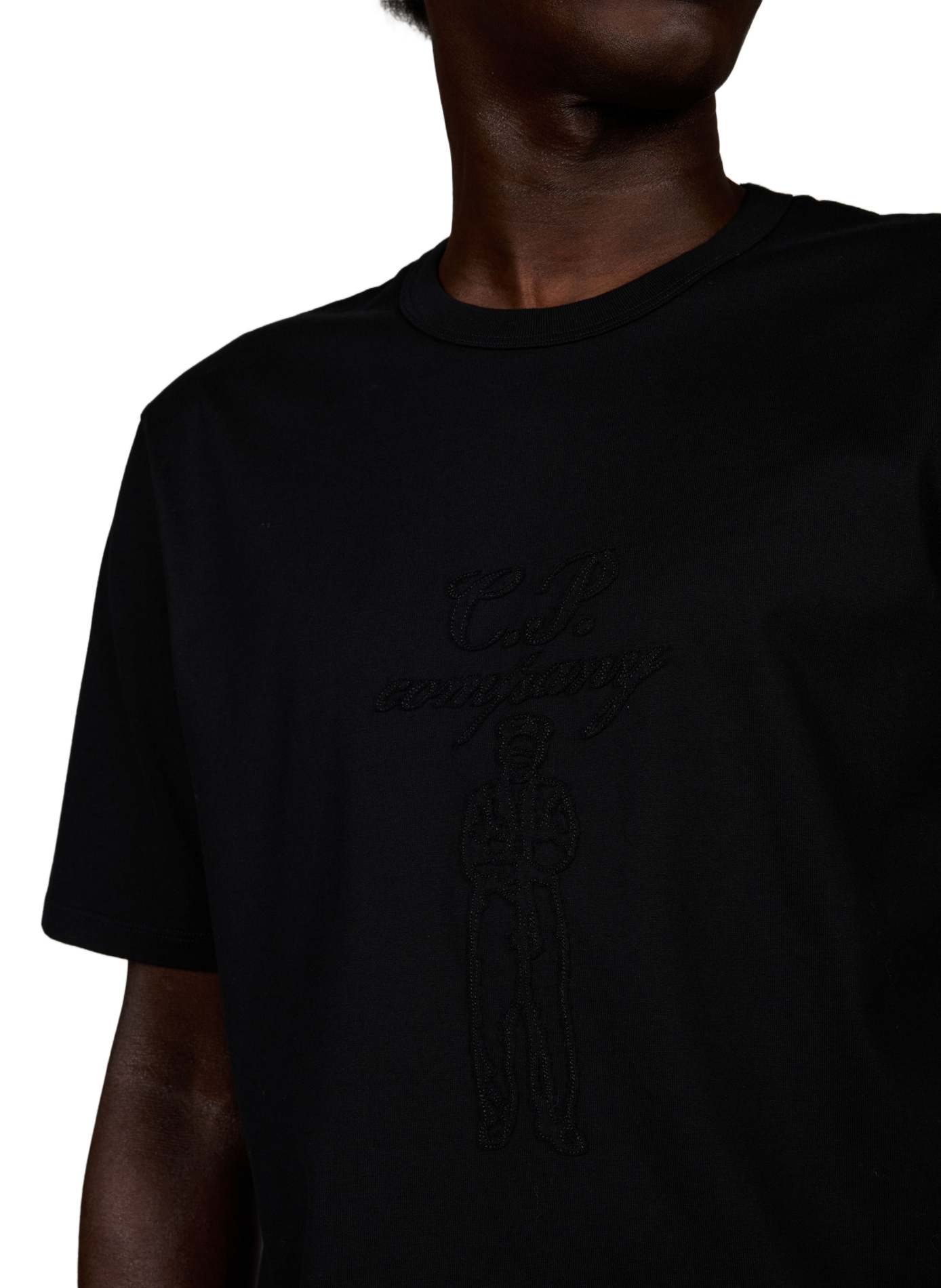 T-Shirt mit gesticktem Logo aus Baumwolle CP COMPANY Schwarz