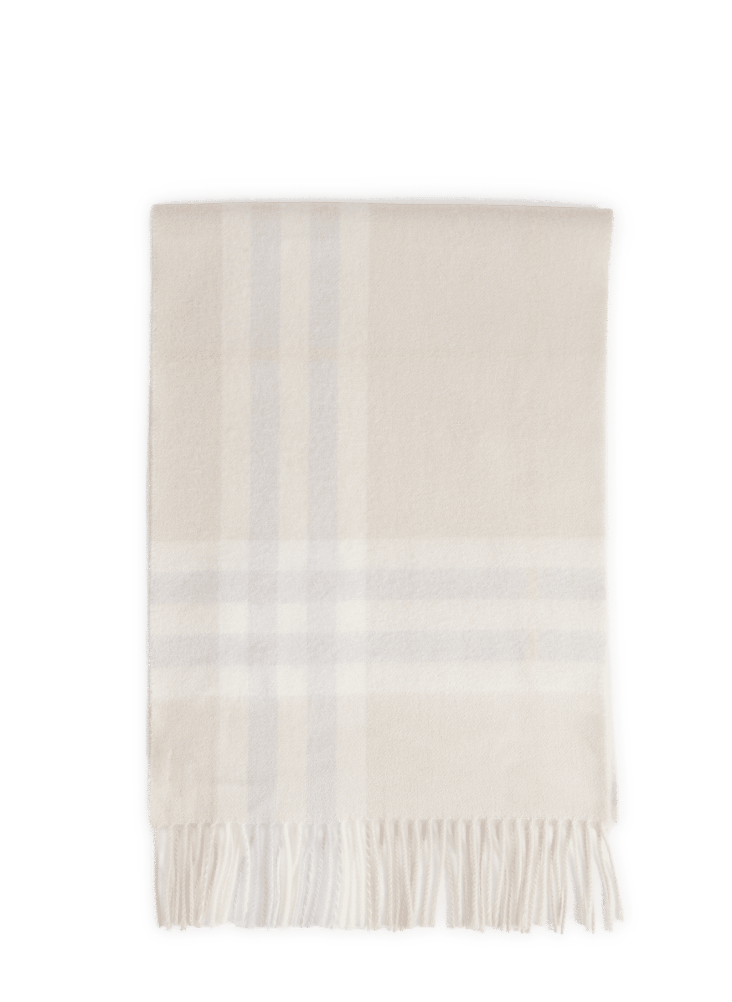 Printed cashmere scarf with fringes BURBERRY White