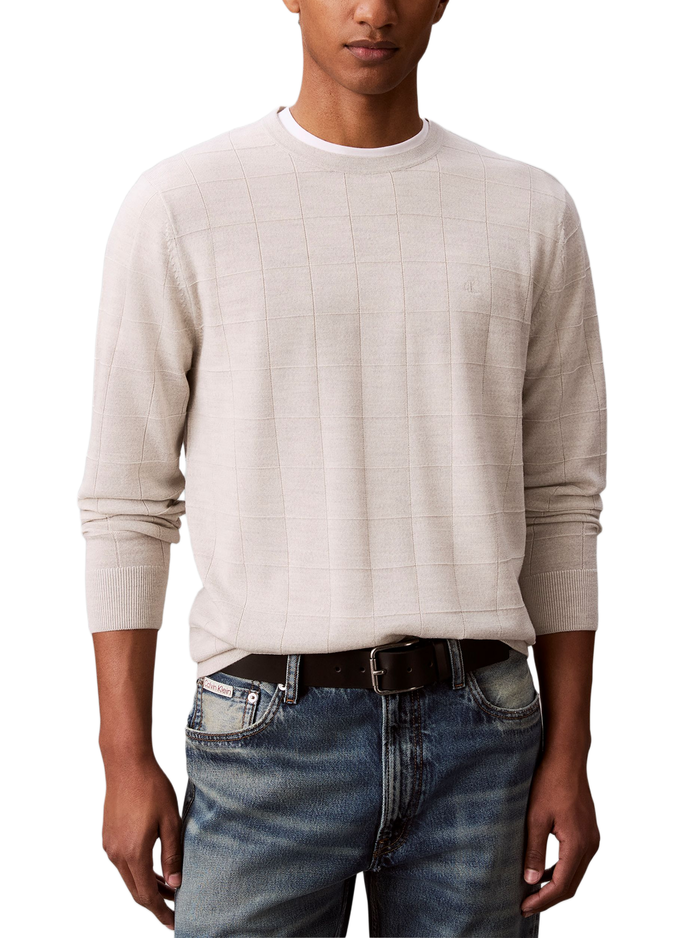 Gerader Merinowollpullover CALVIN KLEIN Grau