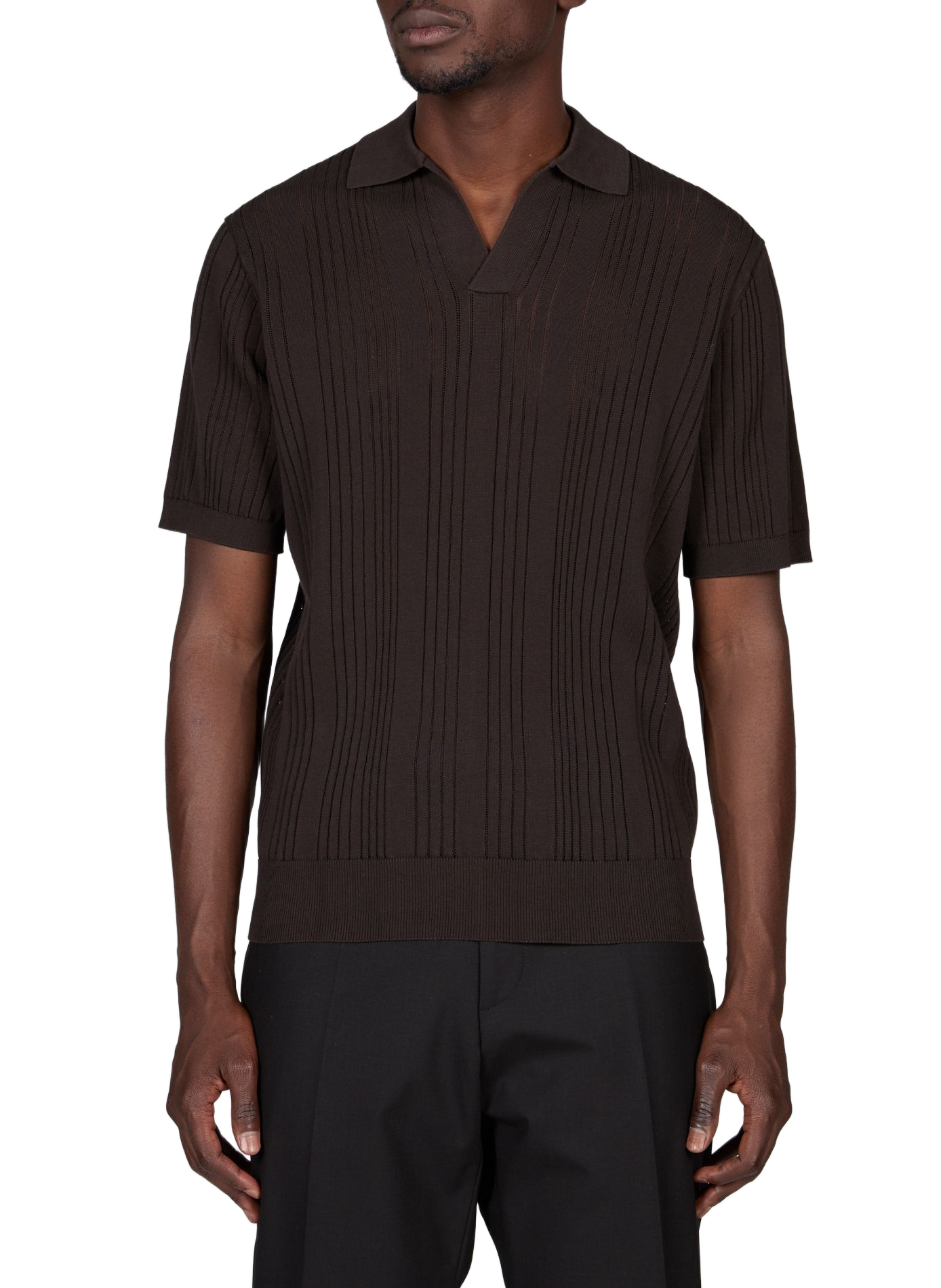 Pullover mit geradem Schnitt, Lochmuster und Polokragen VAN LAACK Braun