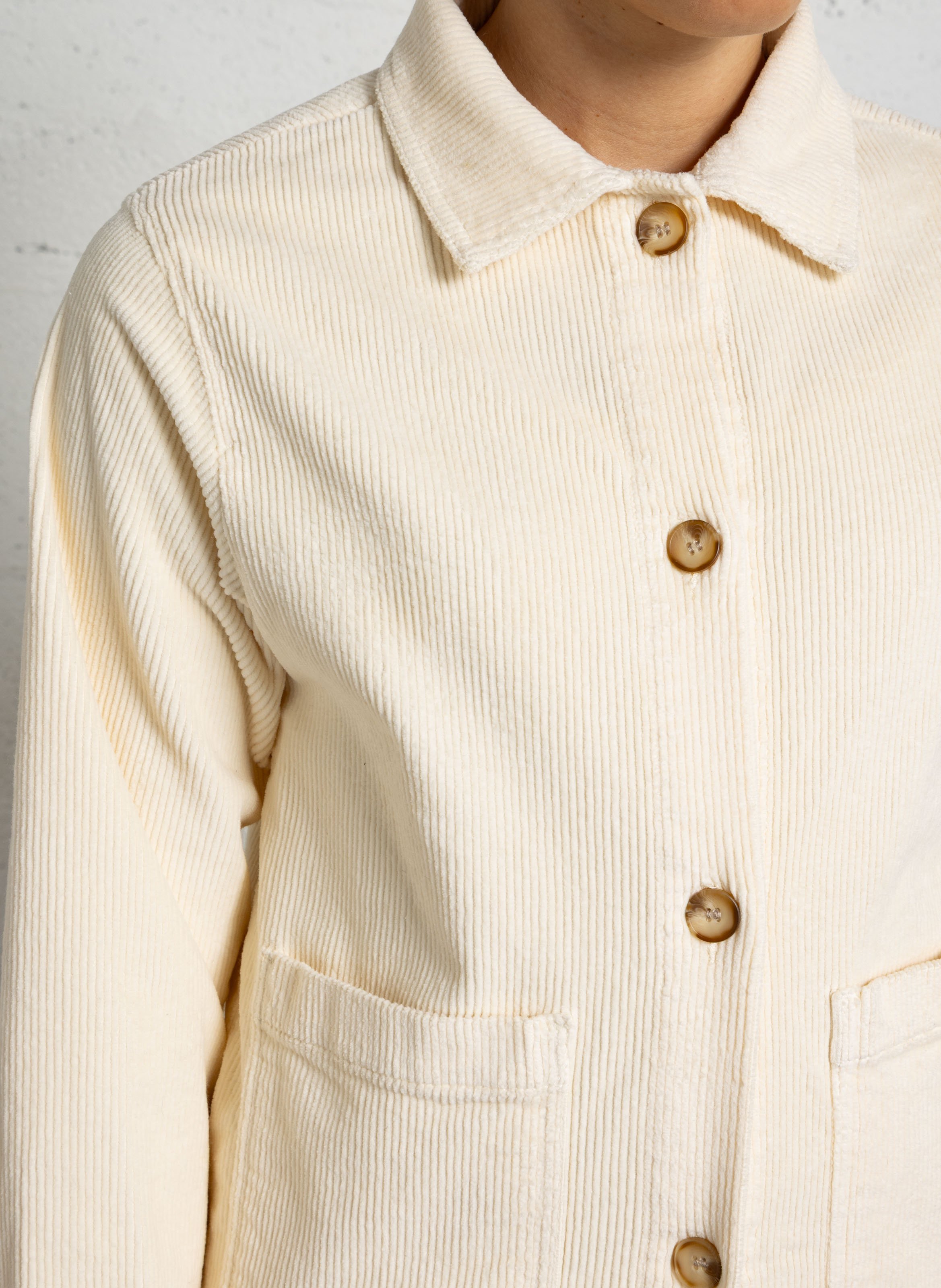 Rechte geribbelde katoenmix jas ARMOR-LUX Beige