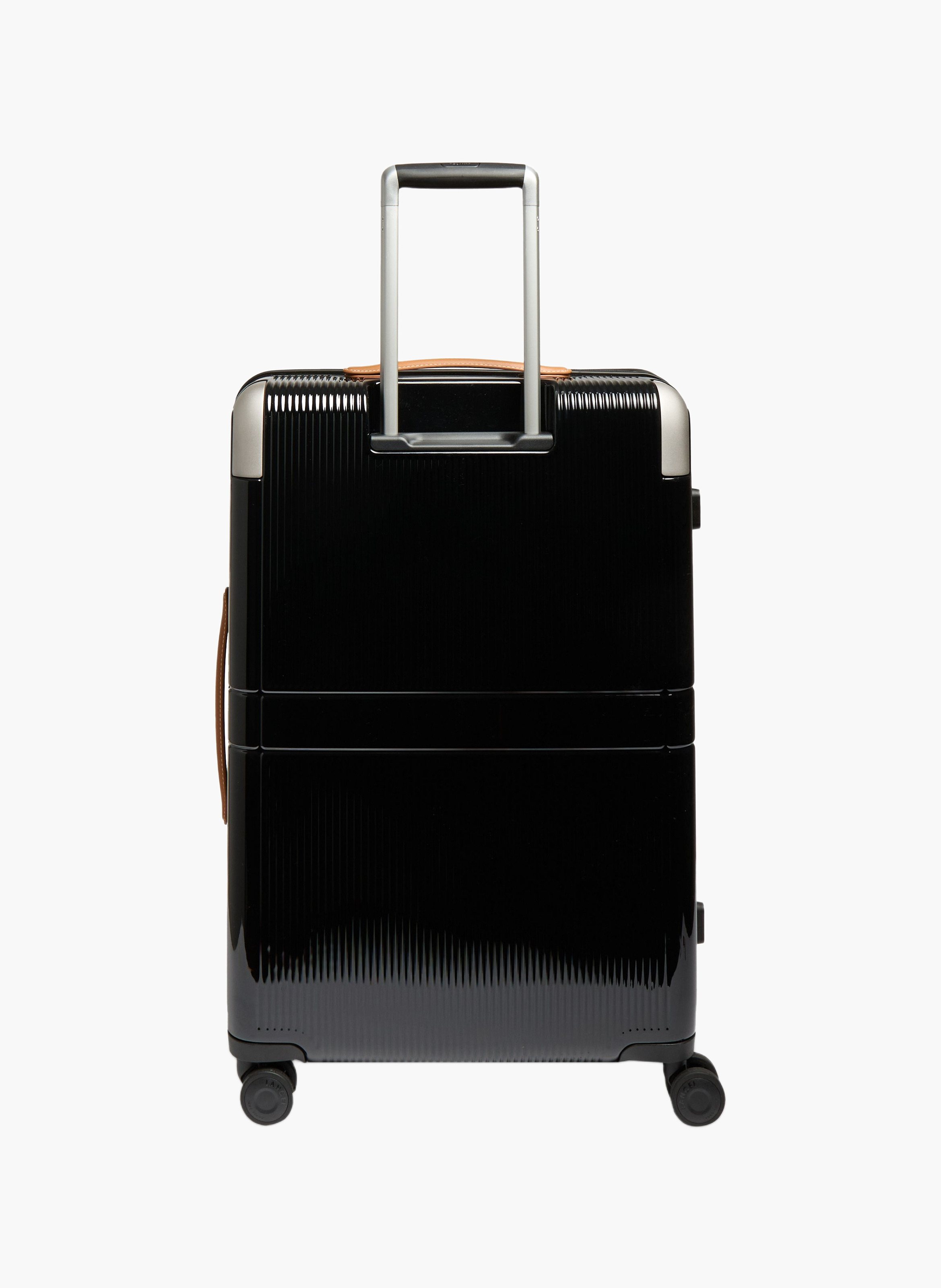 Harde middelgrote trolley met 4 wielen, van gerecycled polycarbonaat, met leren details. LANCEL Zwart