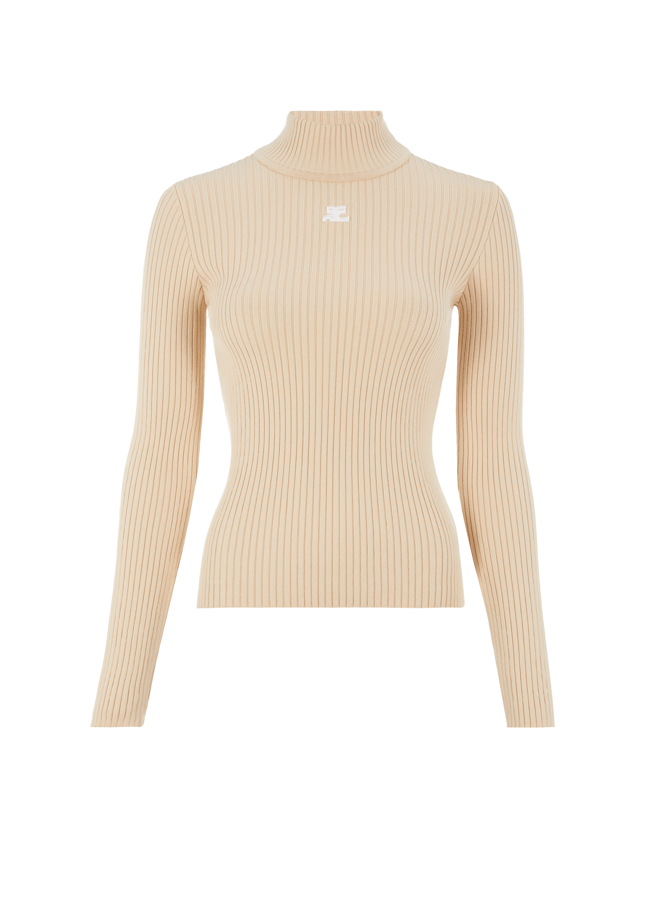 Courrèges Courregès Re-edition Ribbed Funnel-neck Sweater In Neutrals