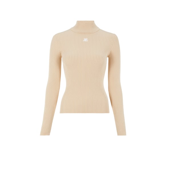 Courrèges Courregès Re-edition Ribbed Funnel-neck Sweater In Neutrals