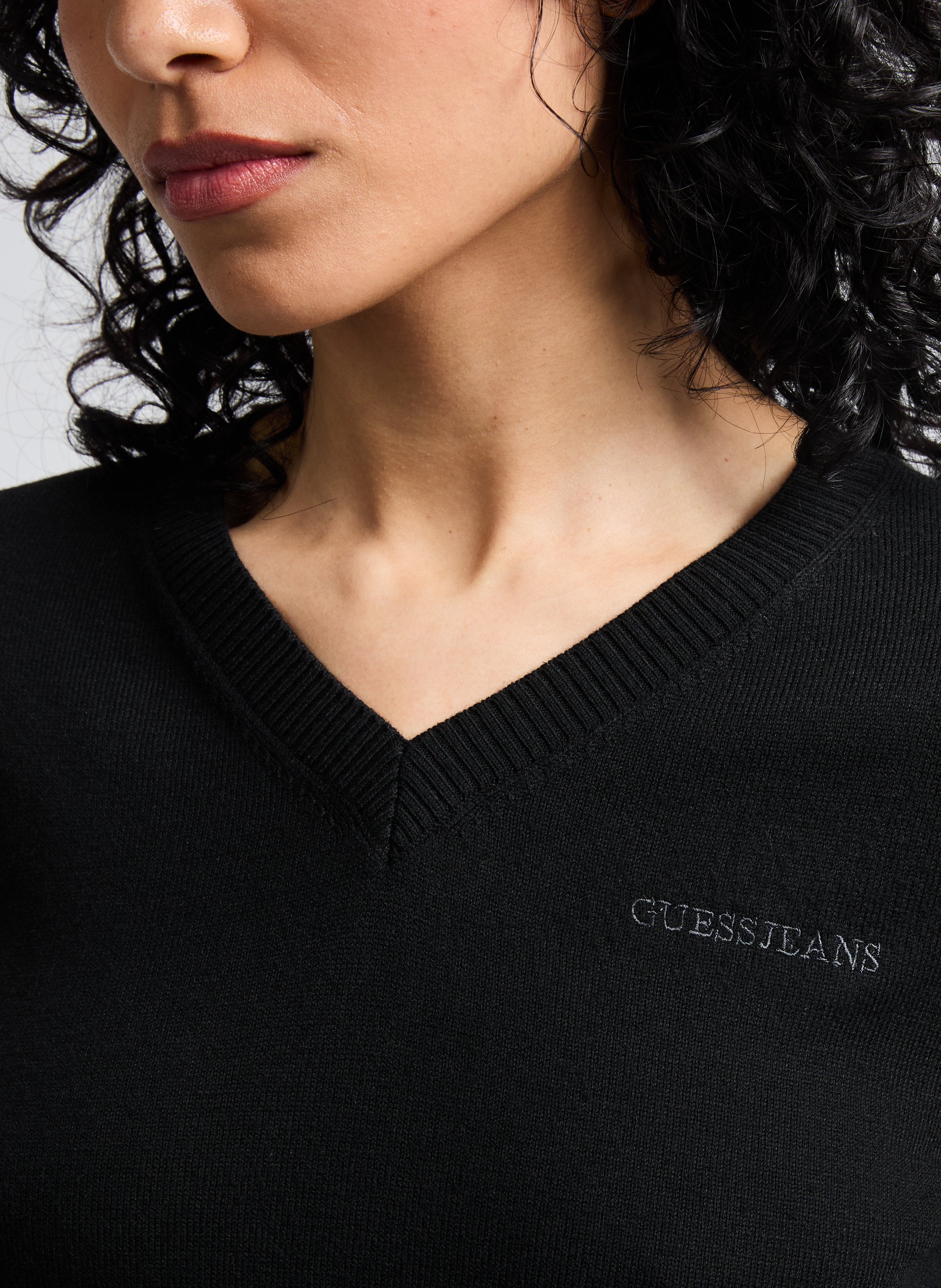 Pull à col V GUESS Noir