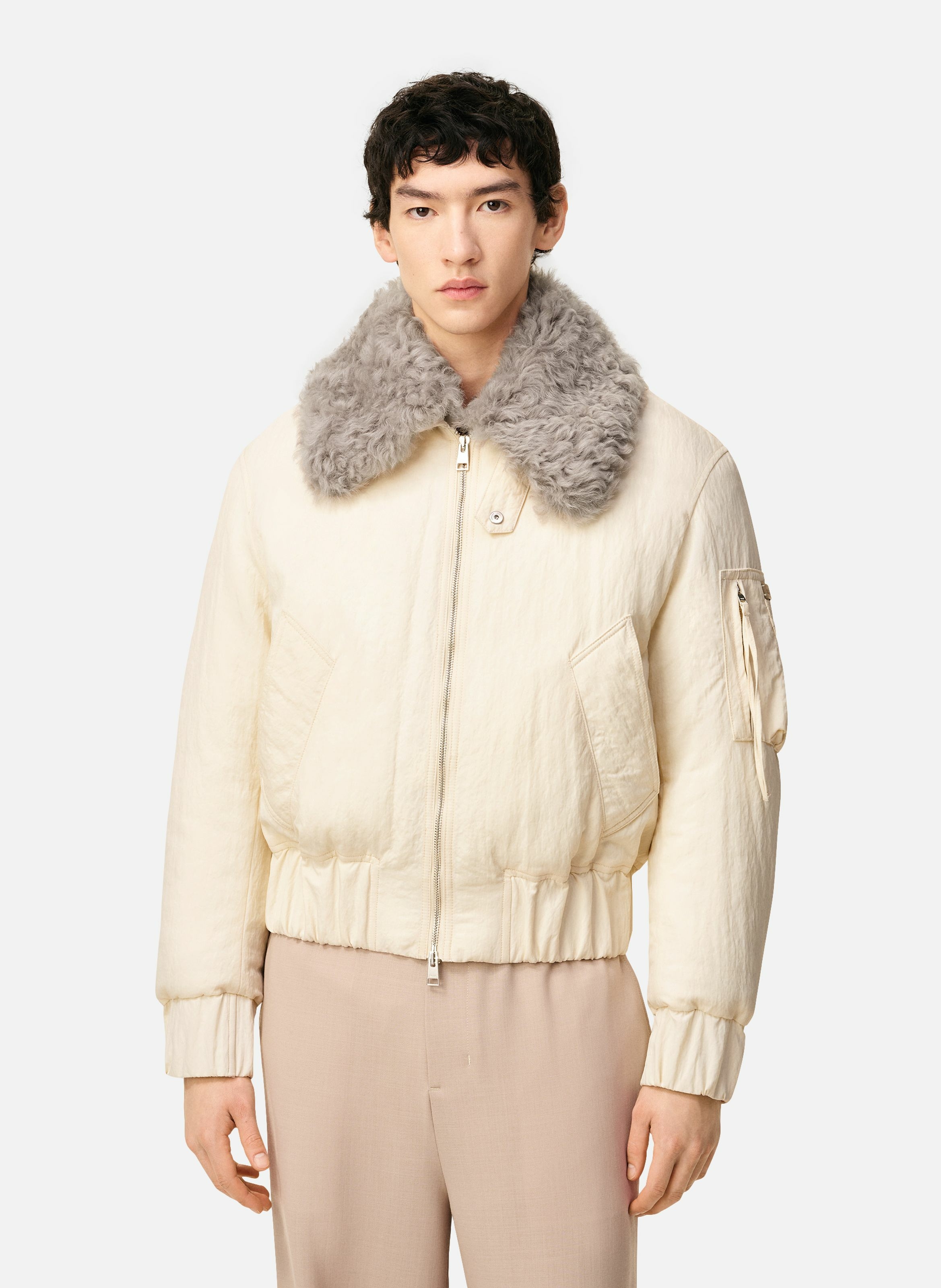 Bomber rembourré en nylon unisexe AMI PARIS Blanc