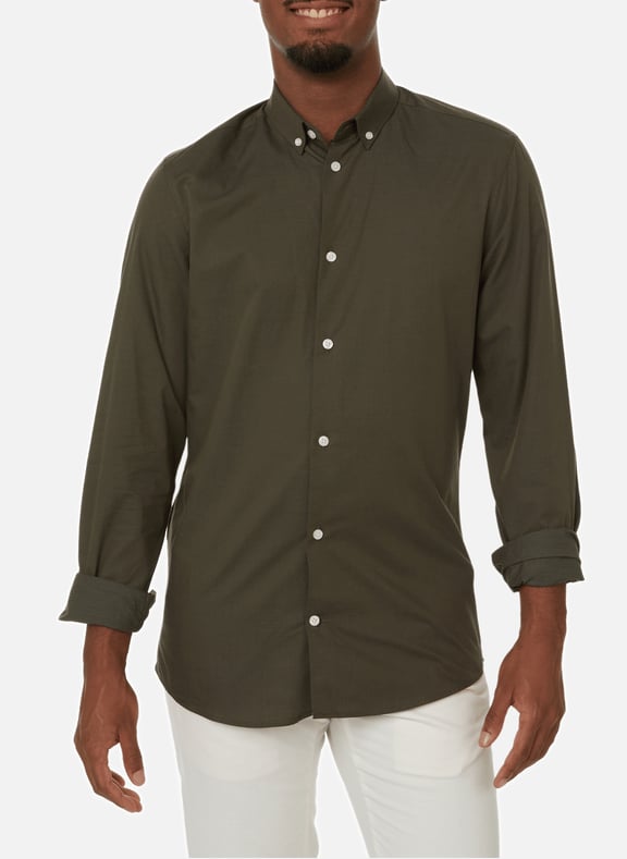 Plain cotton shirt Green by AU PRINTEMPS PARIS AU PRINTEMPS PARIS Plain cotton shirt Green