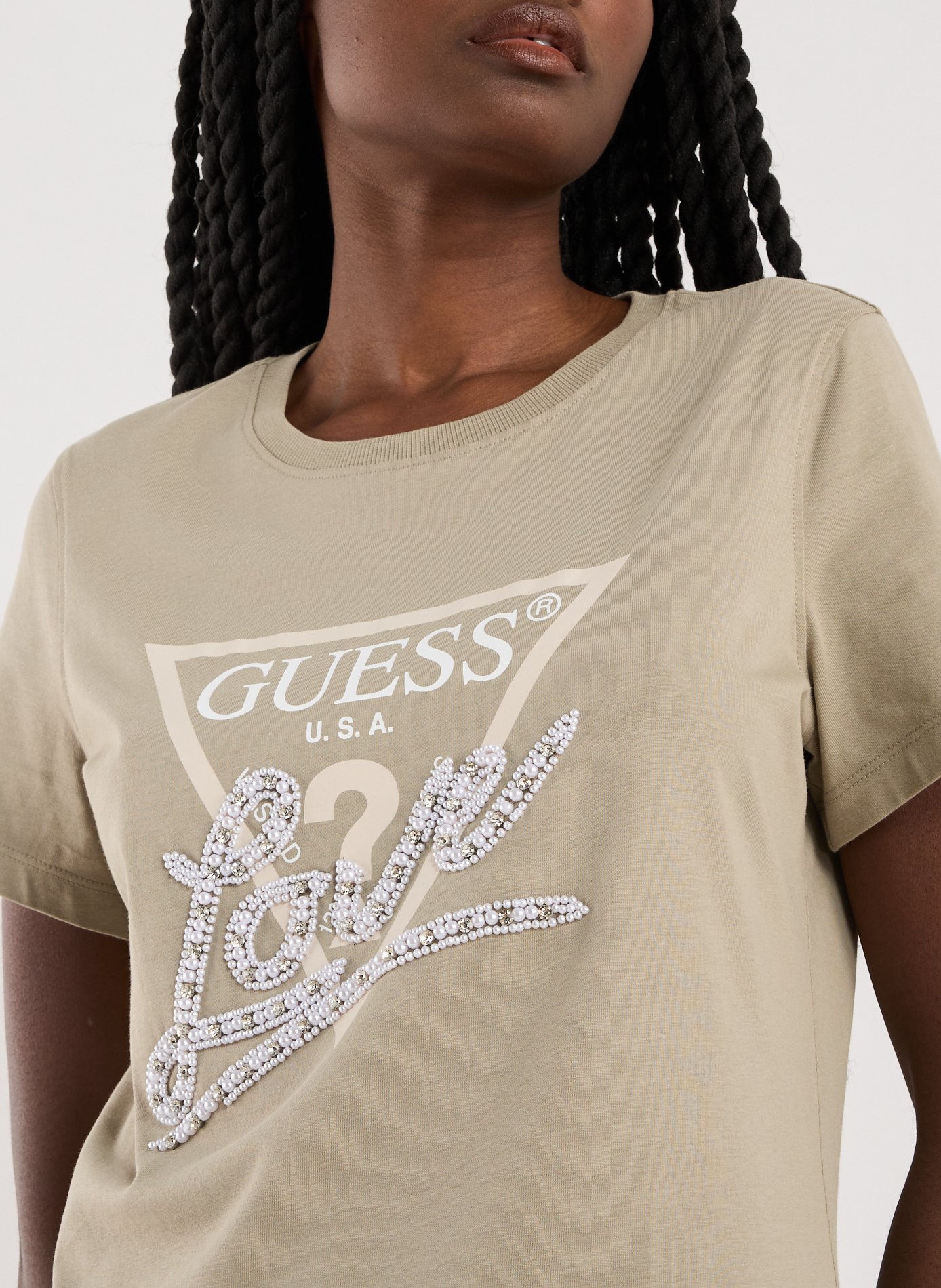 T-shirt à logo GUESS Kaki