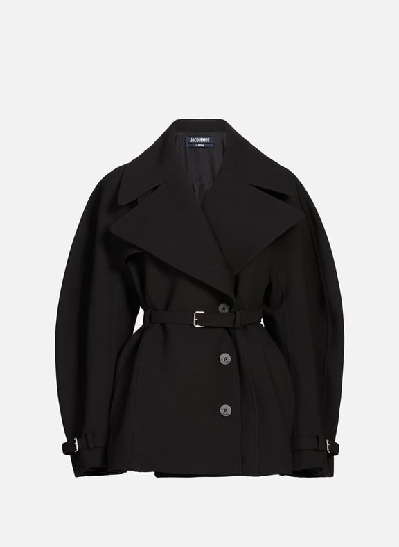 The short trench Ovalo Black by JACQUEMUS JACQUEMUS The short trench Ovalo Black