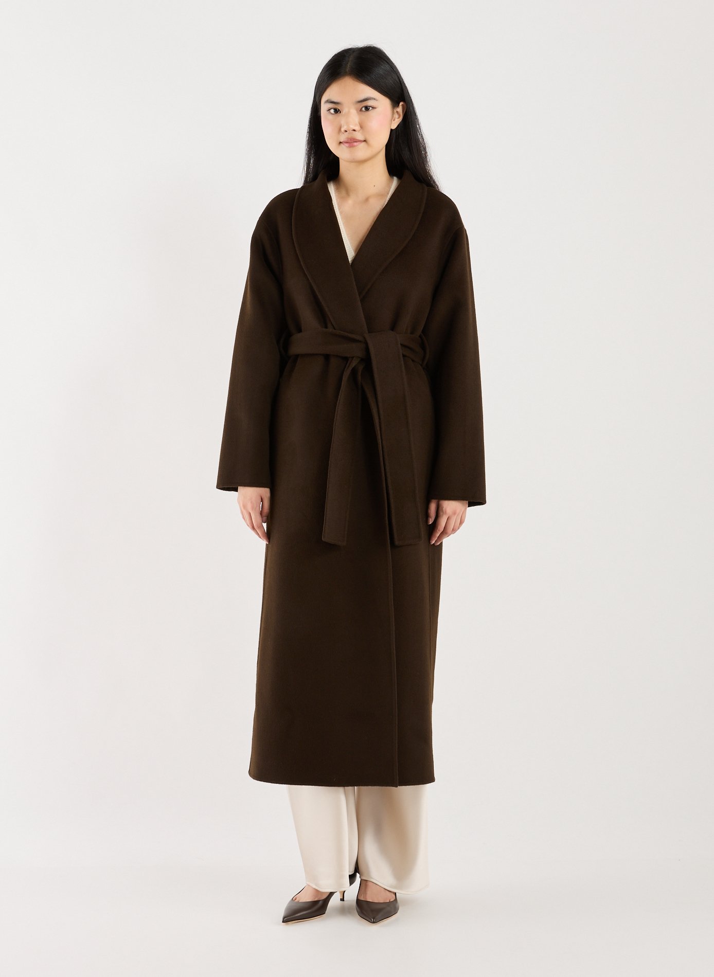 Manteau Mara doublé en laine et cachemire ALMADA Marron