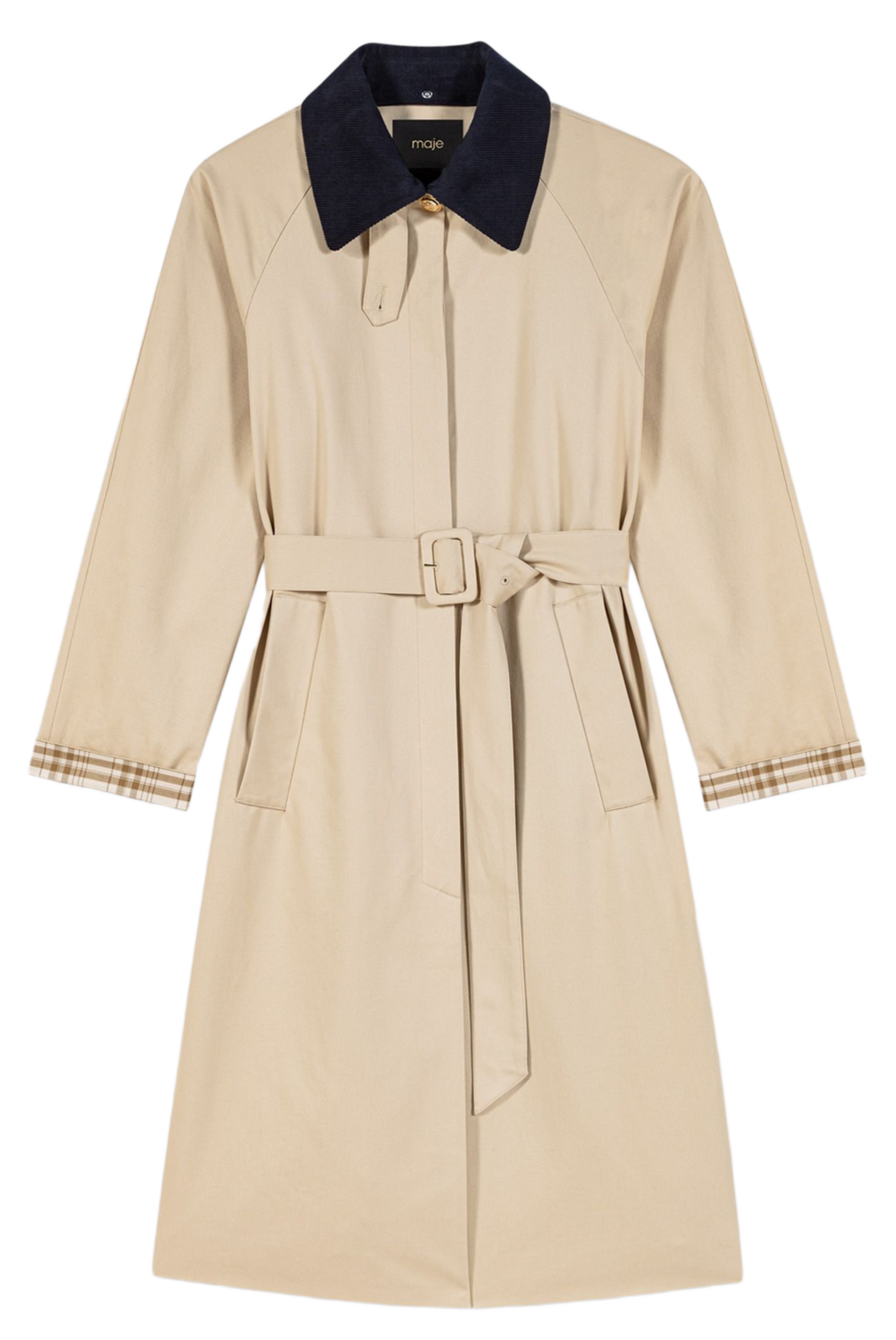 Trench col classique en coton MAJE Beige